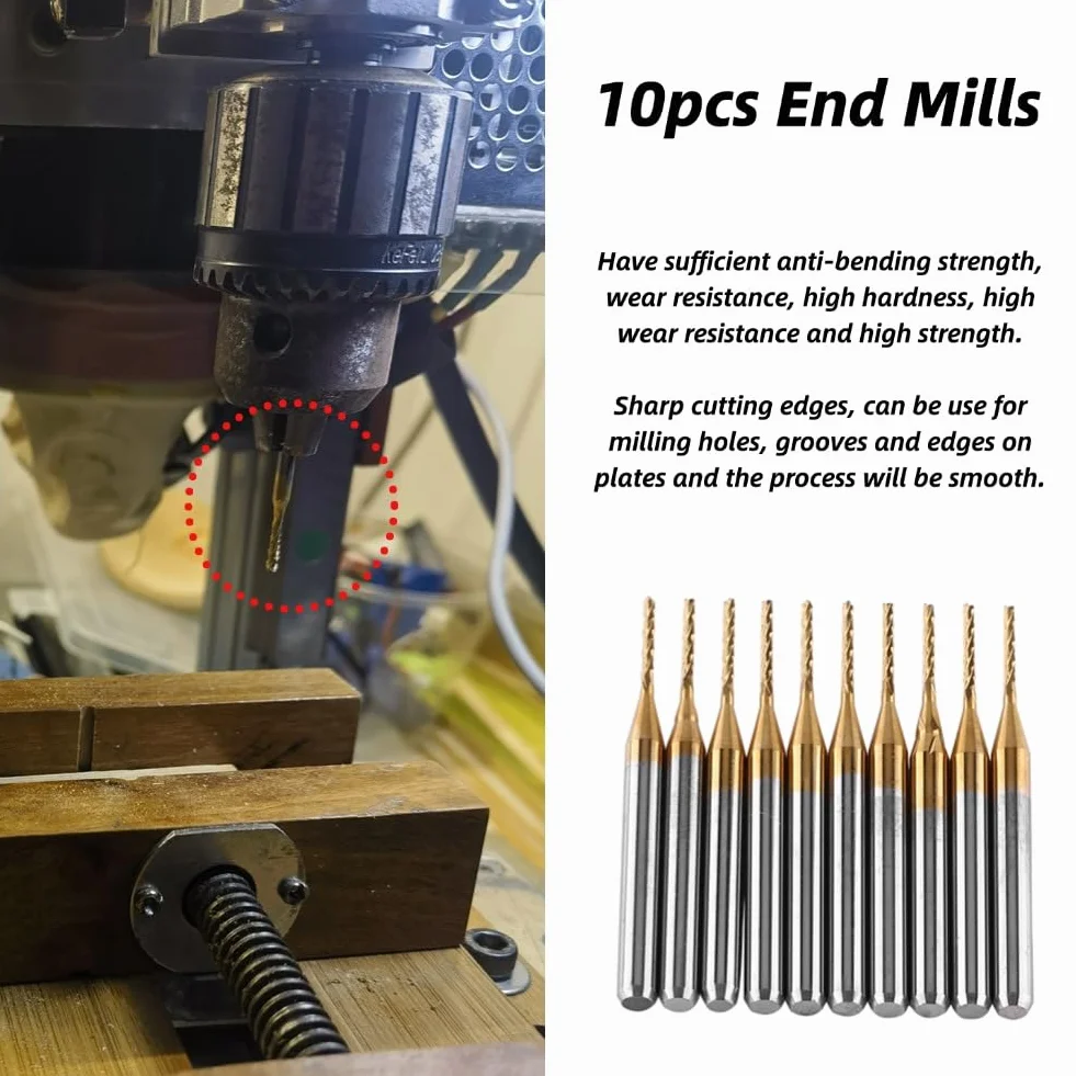 10 stücke Hartmetall Schaftfräser Coat Fräser Gravur Bits Rotary Grate Set 3,175mm x 1mm
