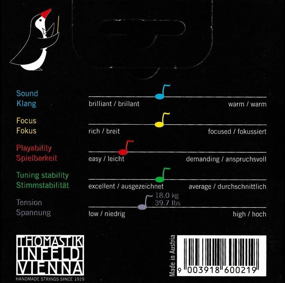 Thomastik-Infeld Dominant komplet strun skrzypcowych 1/2 – syntetyczny rdzeń, średnie napięcie