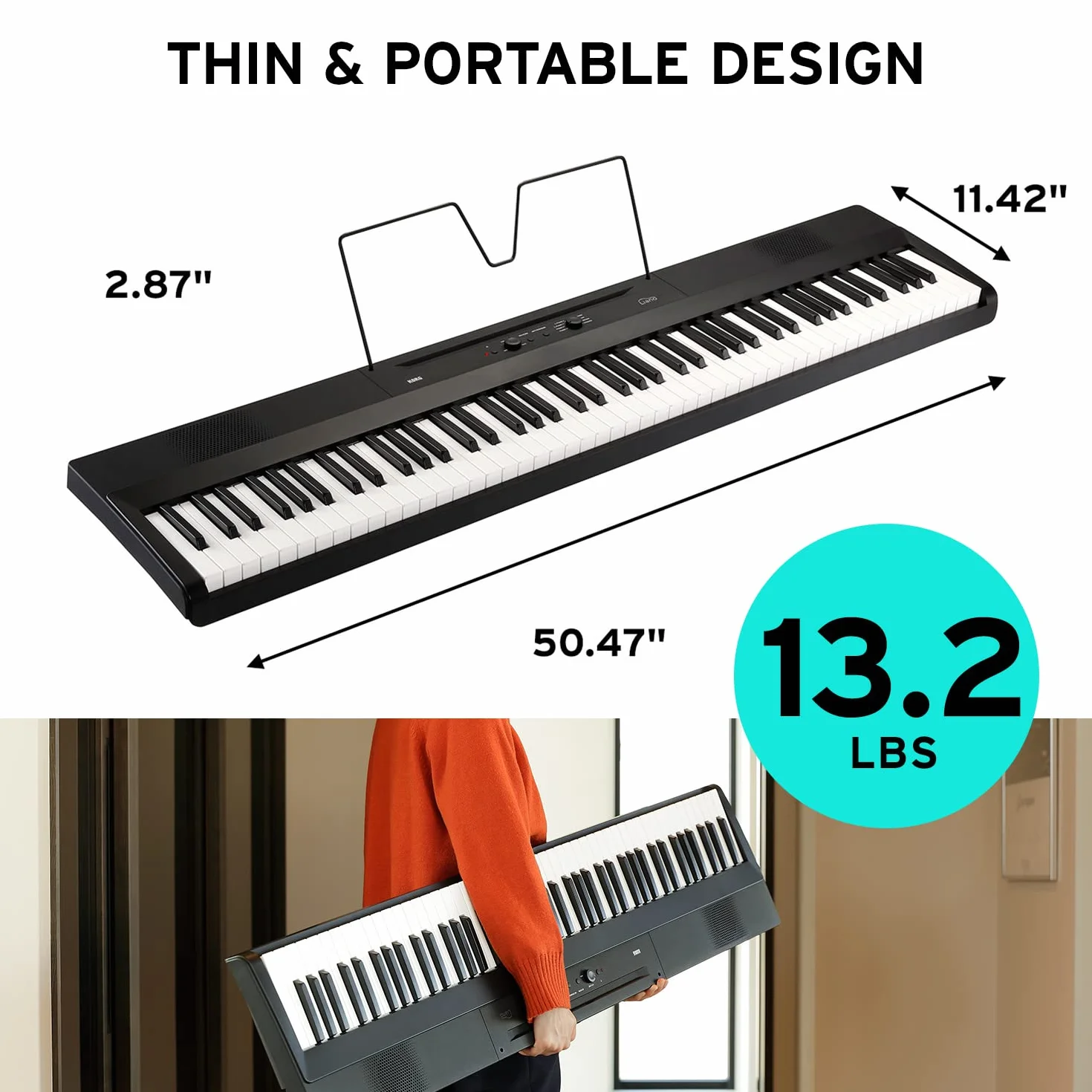 KORG Liano L1 Przenośny fortepian cyfrowy z klawiaturą Premium Soft Touch czarny