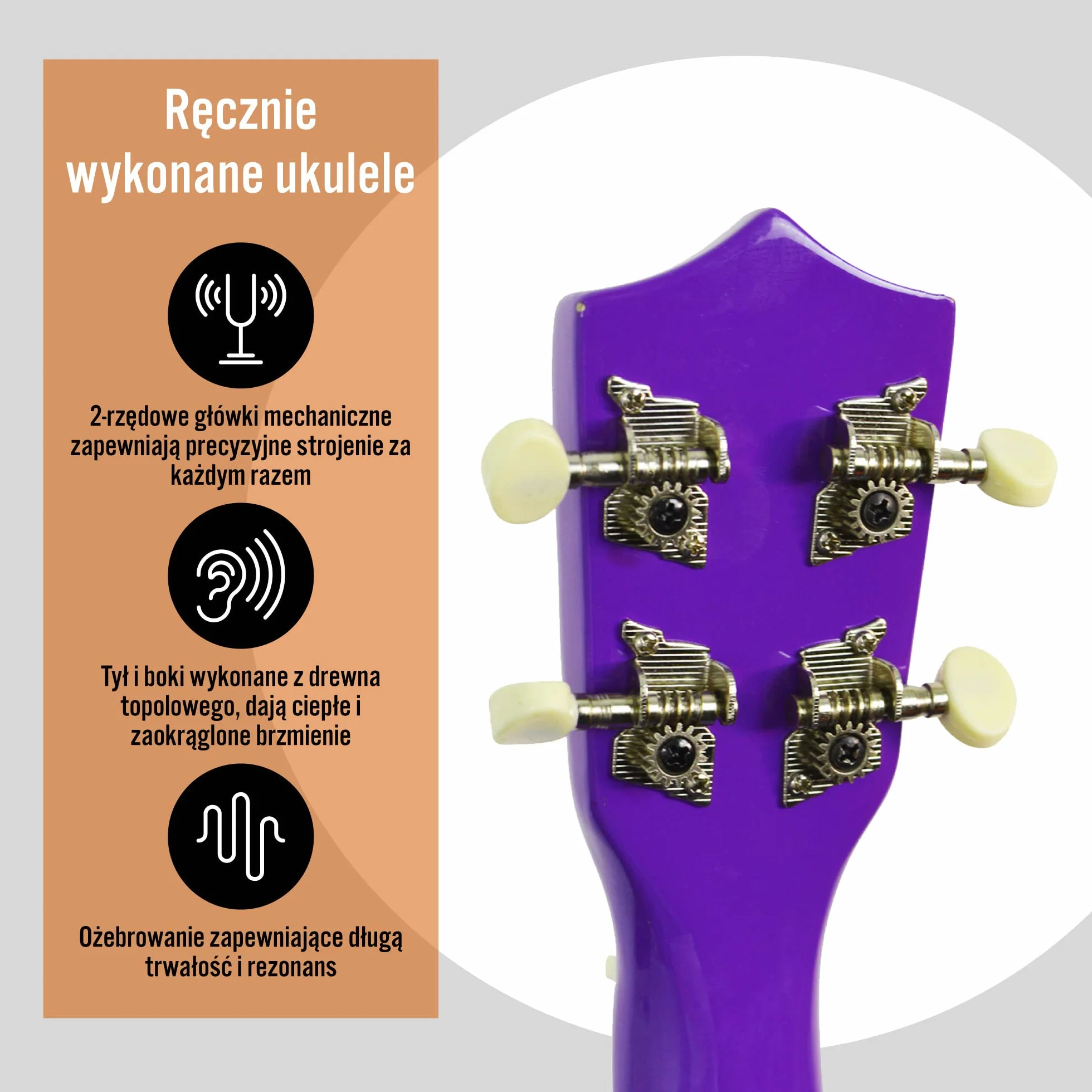 3rd Avenue Ukulele Soprano dla początkujących, 21 cali – w kolorze fioletowym – BEZPŁATNY pokrowiec na ukulele