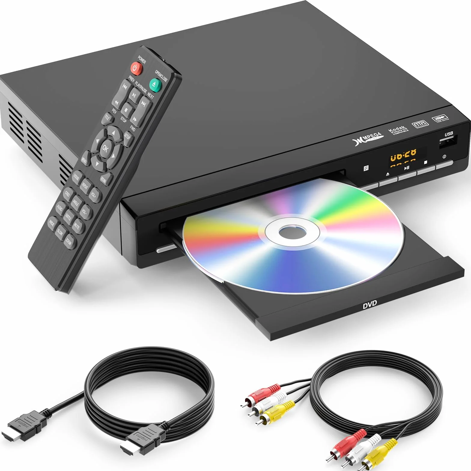 Odtwarzacze DVD do telewizora z HDMI, odtwarzają wszystkie regiony i formaty, odtwarzacz CD do domu, obsługa 1080P Video/CD/DVD/VCD/JPEG/USB, zdalny, HDMI i RCA kable w zestawie
