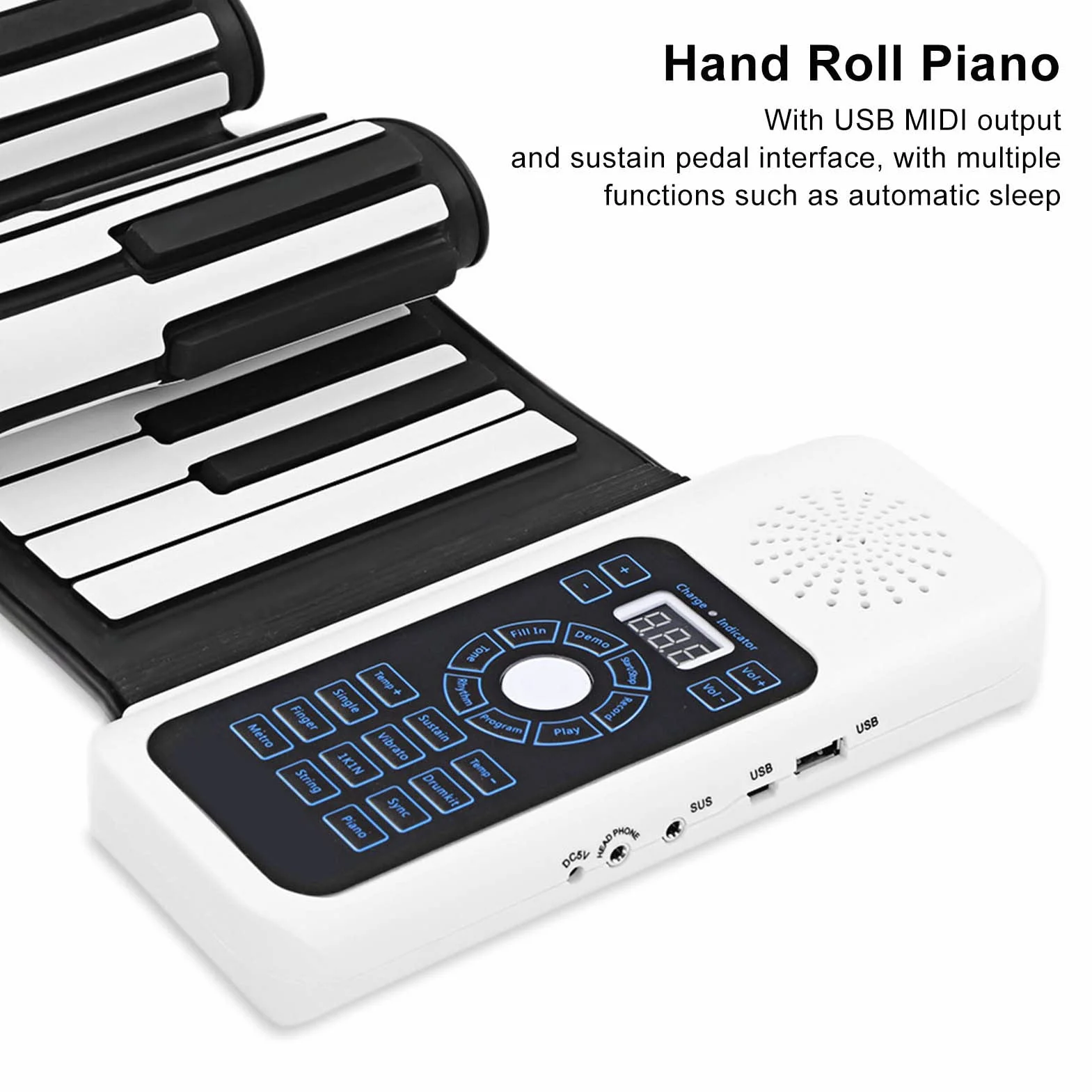 88 Klawiszy Roll Piano, Silikonowy ABS Składany Elektryczny Pianino Ręczne z grubszą klawiaturą 128 Rytmów
