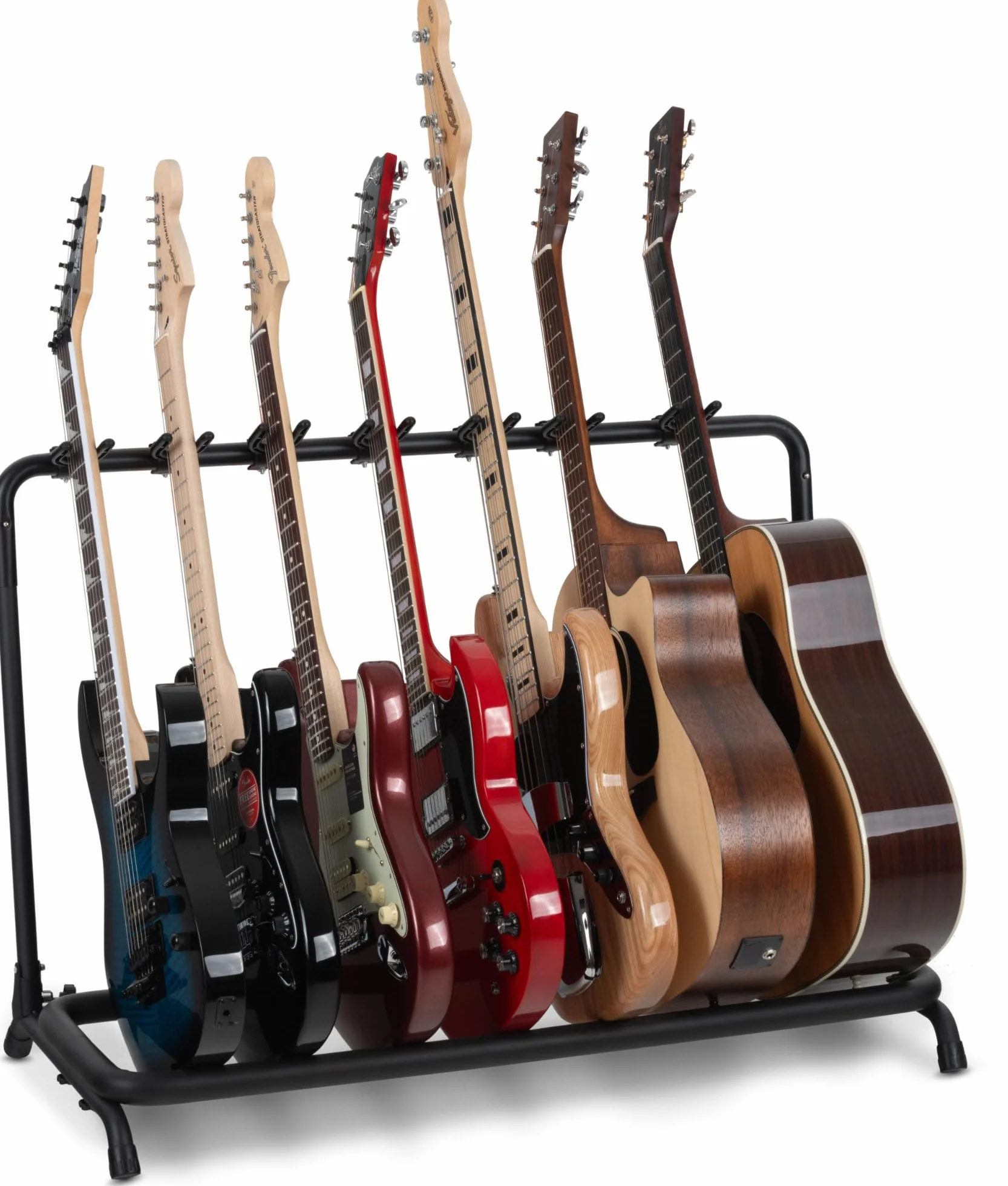 Classic Cantabile 7-krotny wielofunkcyjny stojak na gitarę – stojak na gitary i basy – składany dla łatwego transportu – regulowane podparcie szyi – wyściółka piankowa – metalowa konstrukcja