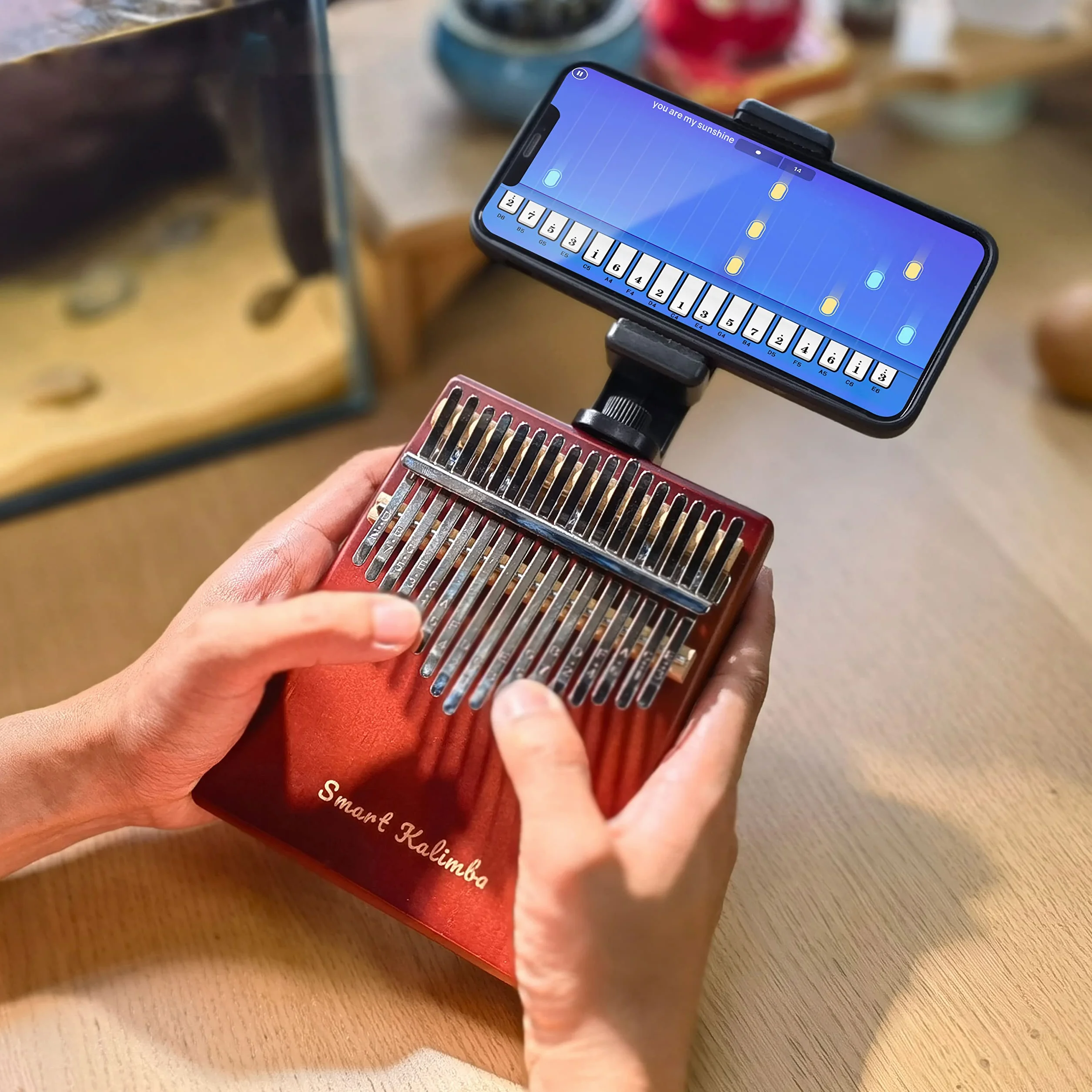 Inteligentna kalimba z aplikacją młotek do strojenia, kciuk, fortepian, 17 klawiszy, przenośny, łatwy do nauczenia się instrument muzyczny, początkujący, dzieci, dorosłych, prezent świąteczny