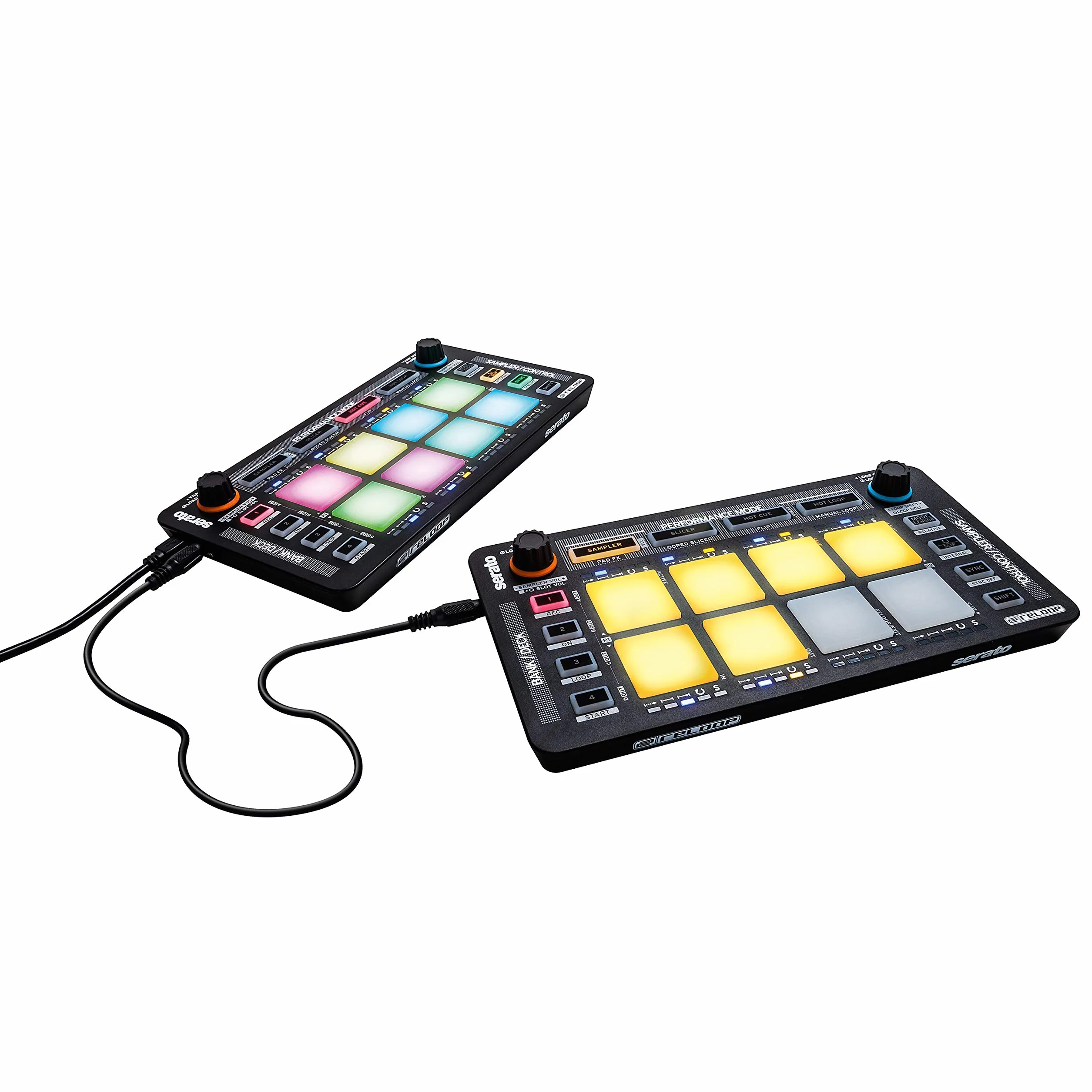 Reloop Neon - Add-On USB DJ Controller z wrażliwymi na prędkość padami perkusyjnymi RGB performance, Plug and Play z Serato DJ Pro, (czarny)