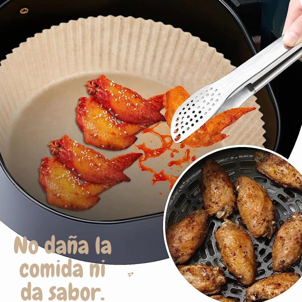 Nieprzywierająca wkładka papierowa do frytownicy powietrznej, 100 sztuk, okrągłe, 16-20 cm, nadaje się do żywności, bez BPA, do frytownic 3-4,5L i kuchenek mikrofalowych