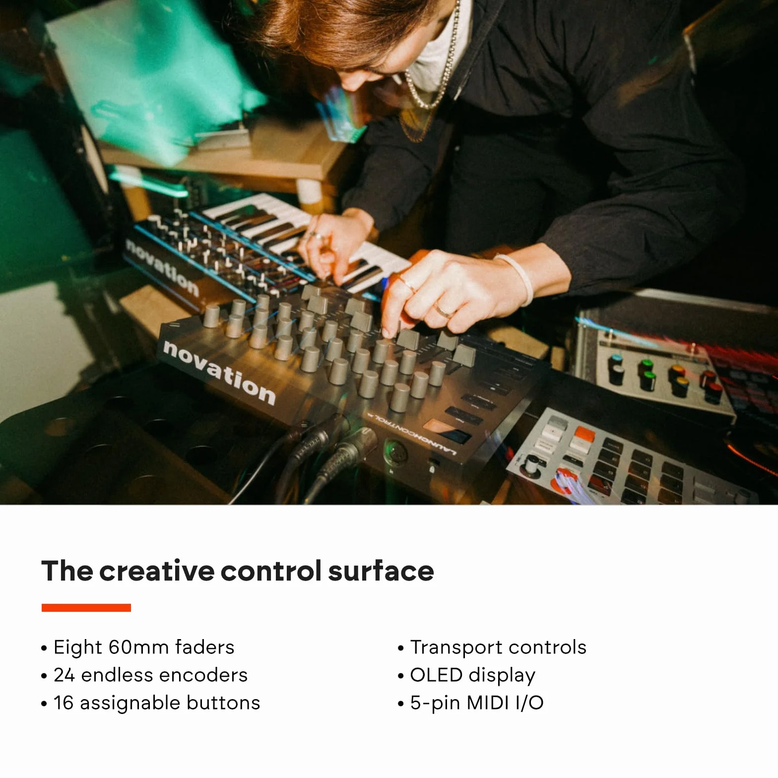 Novation Launch Control XL 3 – zasilany przez USB kontroler i mikser MIDI do integracji z DAW i sprzętem z 8 tłumikami, 24 koderami, 5-pinowymi złączami MIDI i oprogramowaniem muzycznym