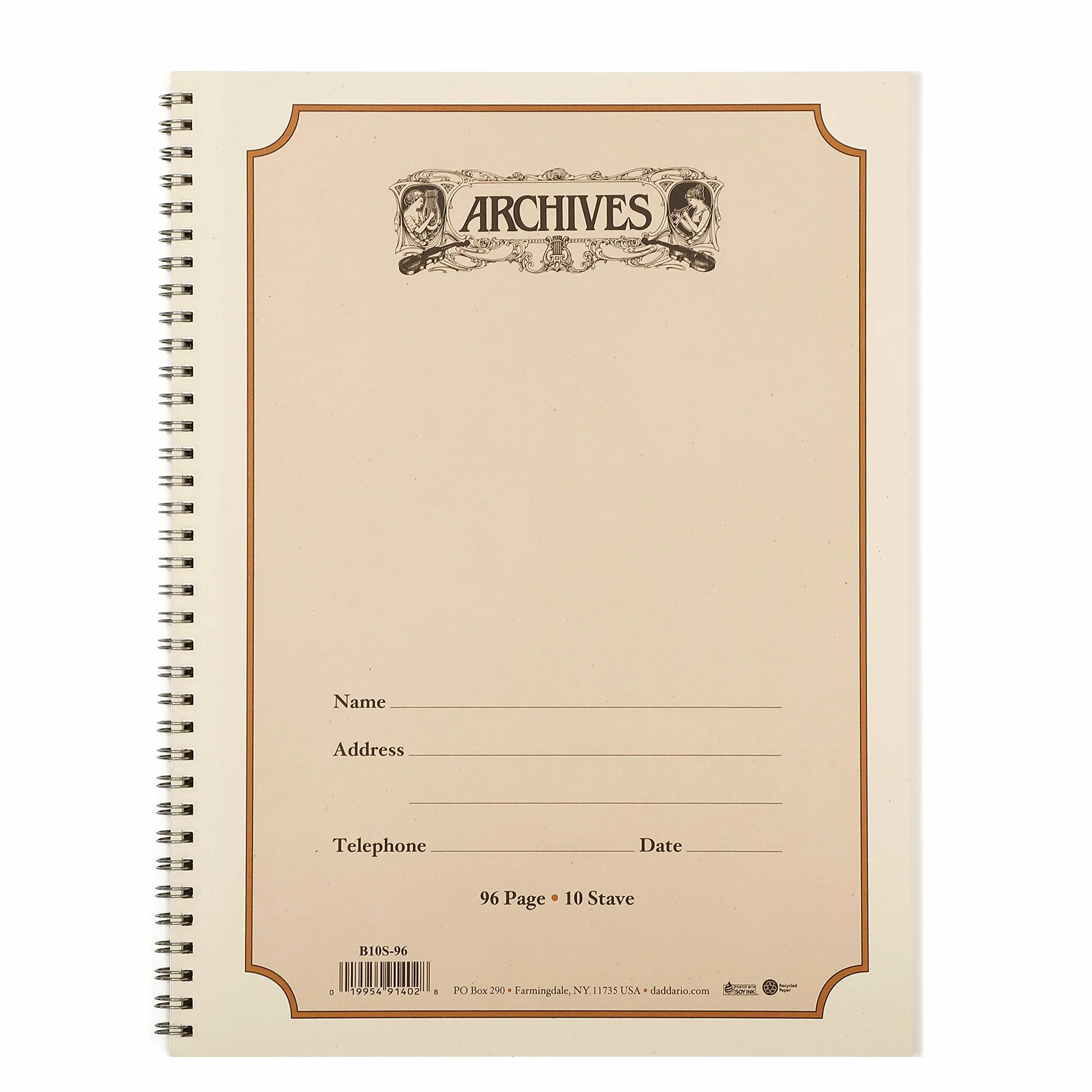D'Addario B10S-96 Archiwum Książka papierowa z manuskryptem w spirali (10 stojaków, 96 stron), 10 cm x 26 cm x 3,4 cm