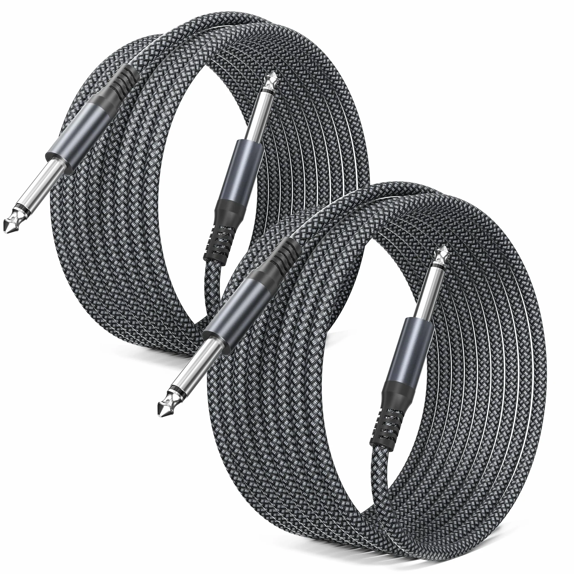 Elebase Kabel gitarowy 1/4 cala TS 1M, 2 PCS, mono prosty 6,35 mm, przewód audio męski-męski do gitary elektrycznej, basu, klawiszy, wzmacniaczy, głośników, efektów