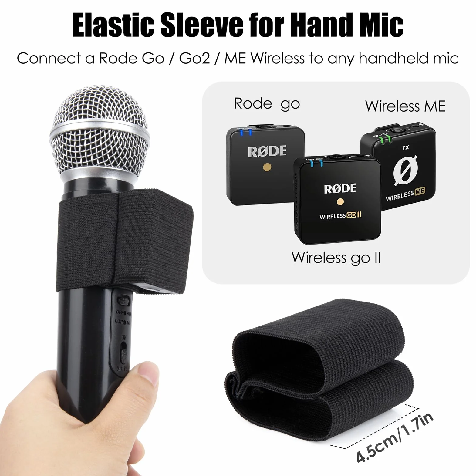 YOUSHARES 2 x elastyczne rękawy do mikrofonu ręcznego, elastyczny rękaw do Rode Wireless GO II, nagrywanie ślubu vlog wywiad na żywo streaming animator akcesoria