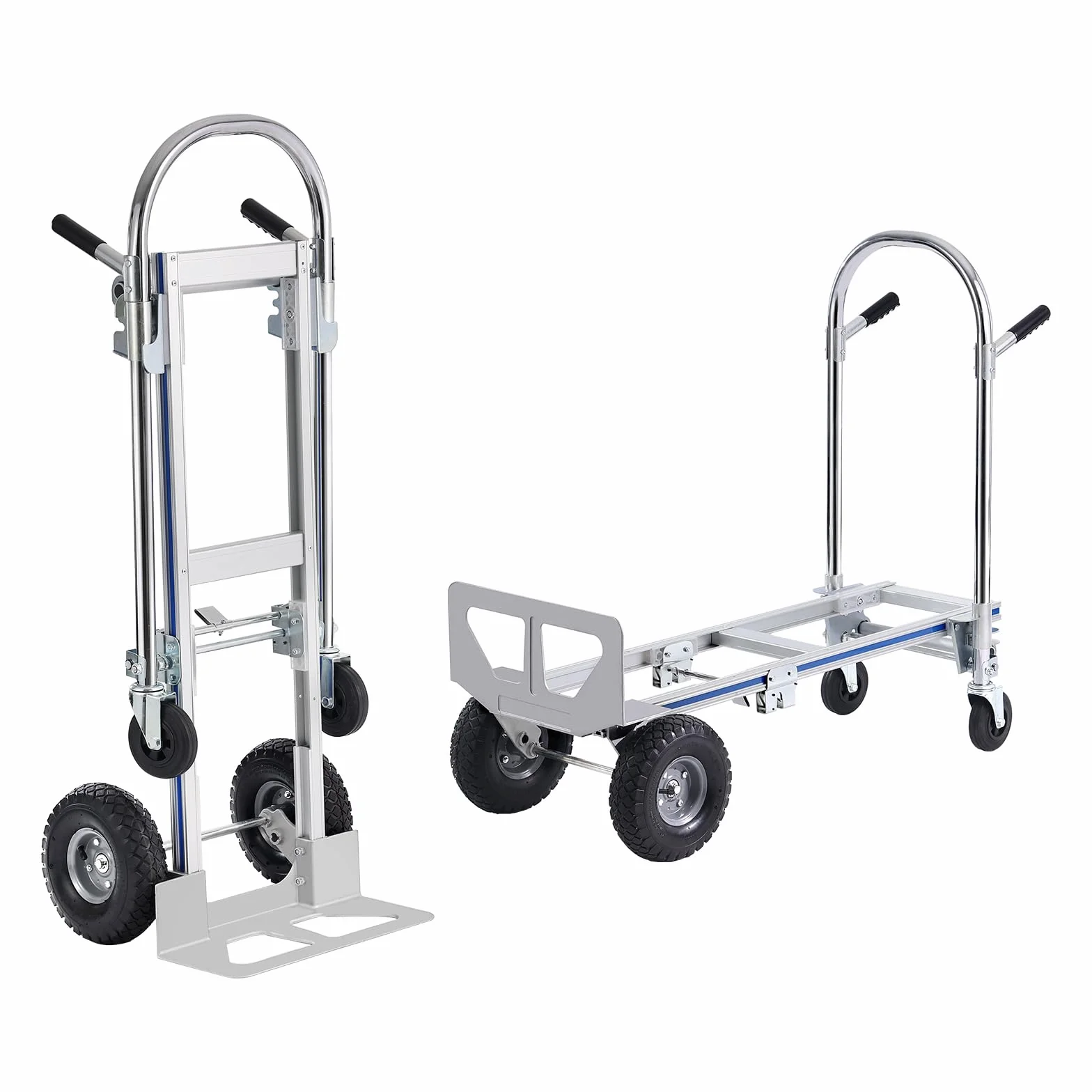 VEVOR Aluminiowy Składany Wózek Transportowy 2 w 1 Do Przenoszenia Ładunku 363 kg Na Platformę Z Kołami Gumowymi Do Transportu Towarów Magazynowych