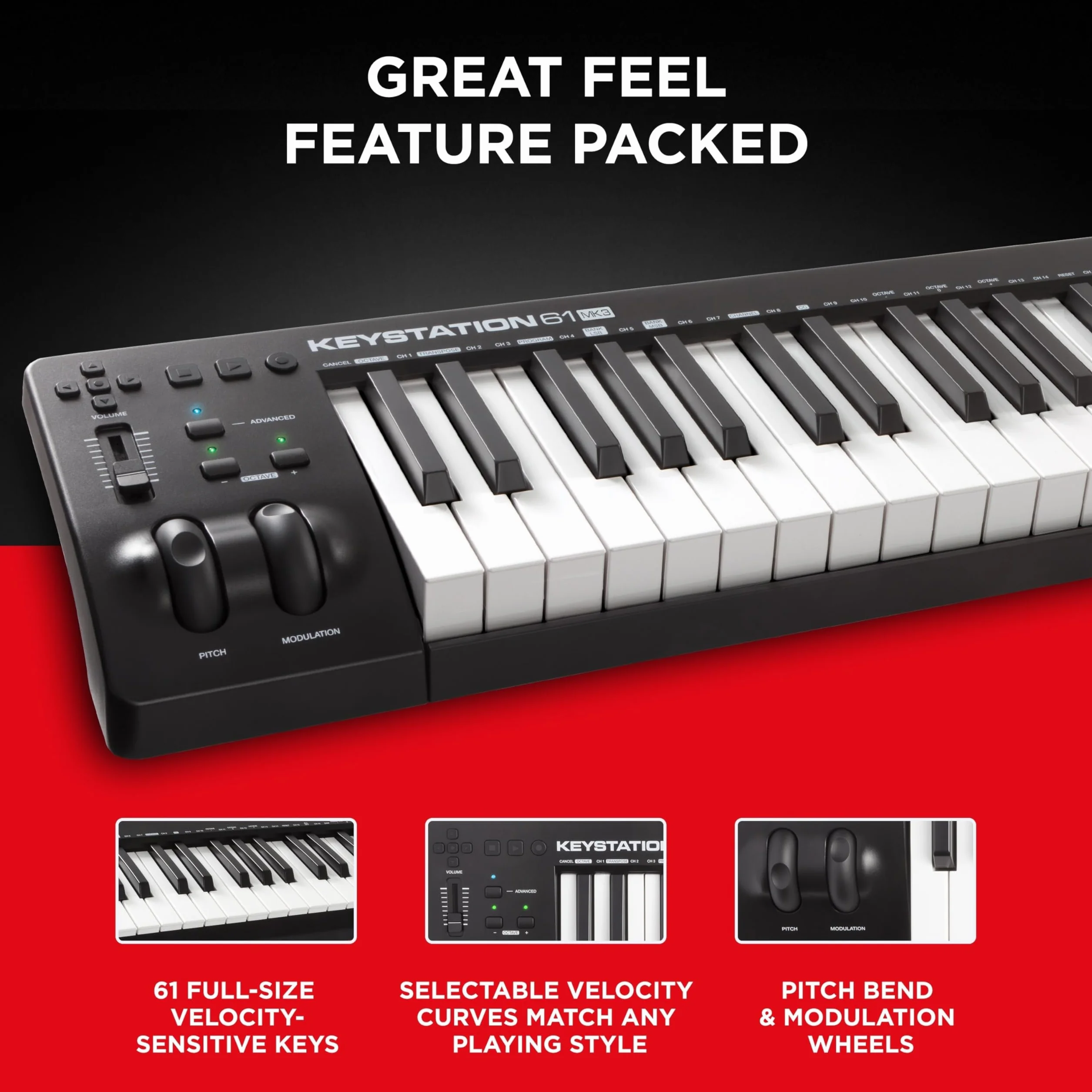 M-AUDIO Keystation 61 MK3 61-klawiszowa klawiatura sterująca MIDI USB