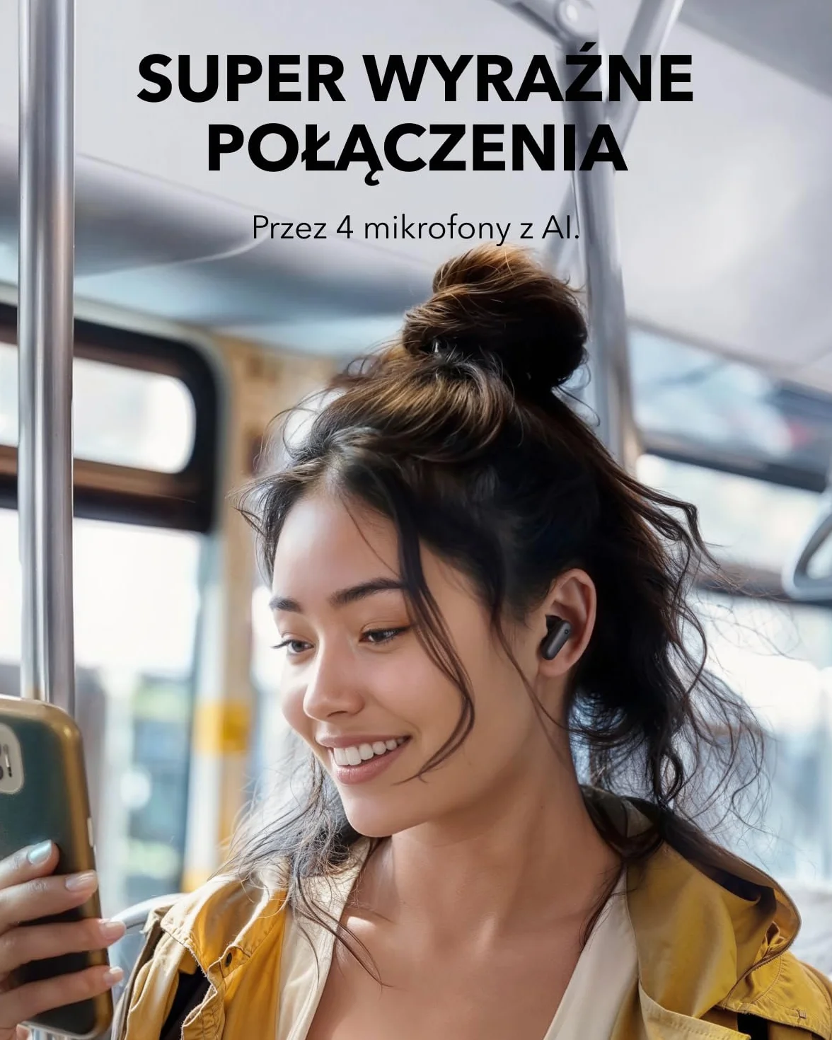 Soundcore Anker P30i bezprzewodowe słuchawki douszne z głośną i inteligentną redukcją szumów, potężny bas, 45 godzin odtwarzania, etui i uchwyt do smartfona 2 w 1, IP54, Bluetooth 5.4 (czarny)