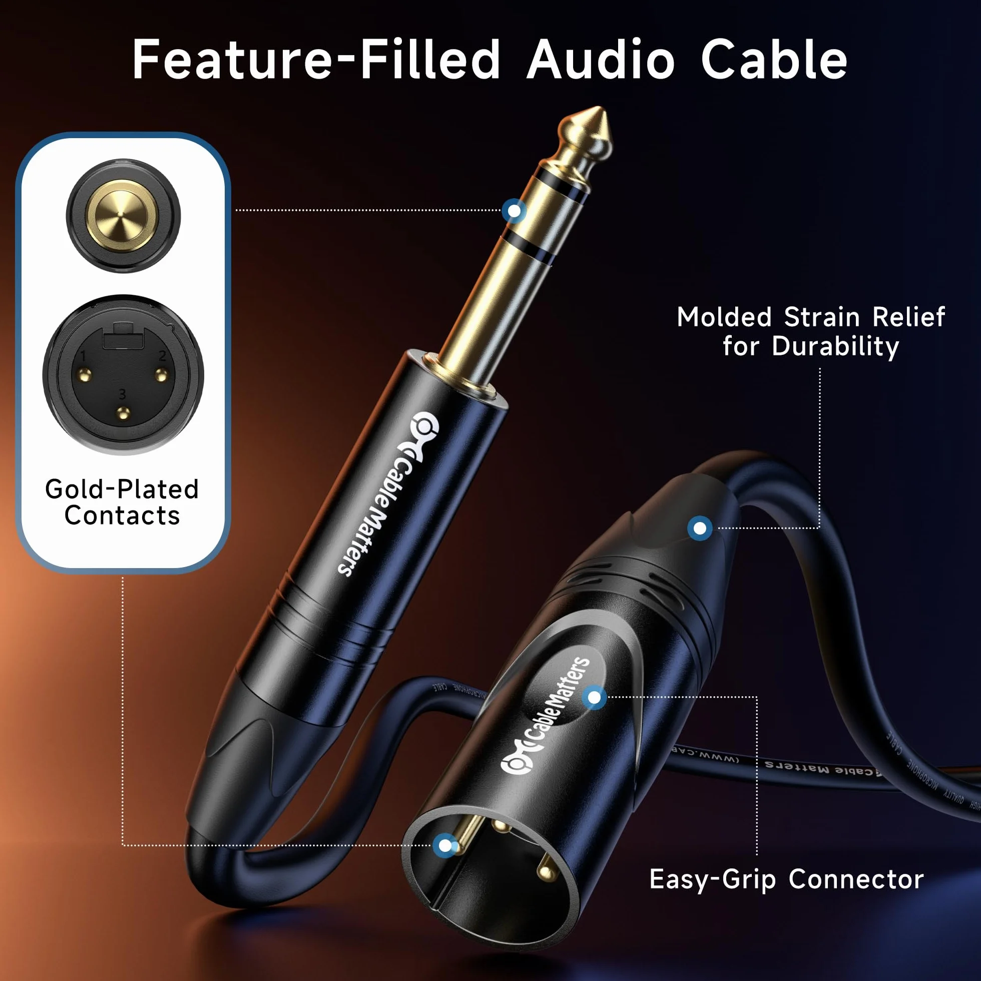 Cable Matters (kabel jack 0,9 m męski na męski do xlr, kabel TRS do XLR