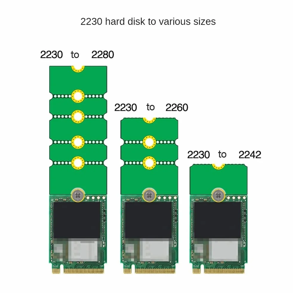 NGFF NVME .2 Extended Bracket 2230 bis 2242/2260/2280, 2242 bis 2280, 2260 do 2280 adapter transferowy