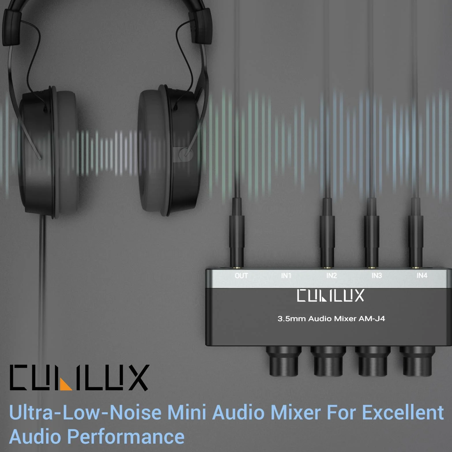 Cubilux 4-Kanałowy Miksownik Audio 3,5mm, Mini Miksownik Audio o Ultra-Niskim Szumie do Sub-Miksowania, Wejście 1/8 TS/TRS, Przełącznik Stereo, Odpowiedni do Gitar, Basów, Klawiatur
