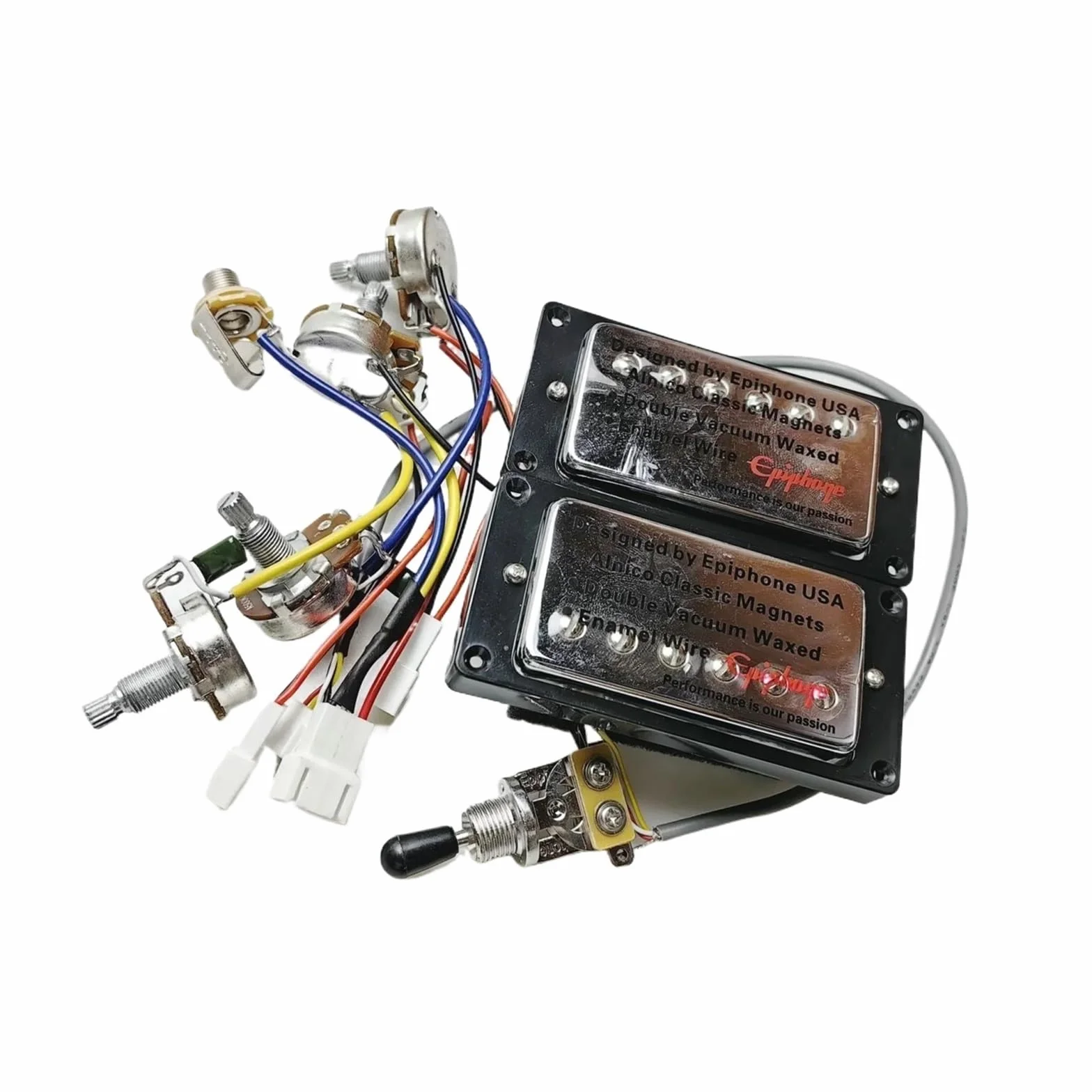 rofesjonalnych przetwornik do gitary elektrycznej Przetworniki Gitarowe Humbucker Z Zestawem Wiązek Przewodów Z Szybkozłączem Do Gitary Elektrycznej EPI (Color : Chrome BK)