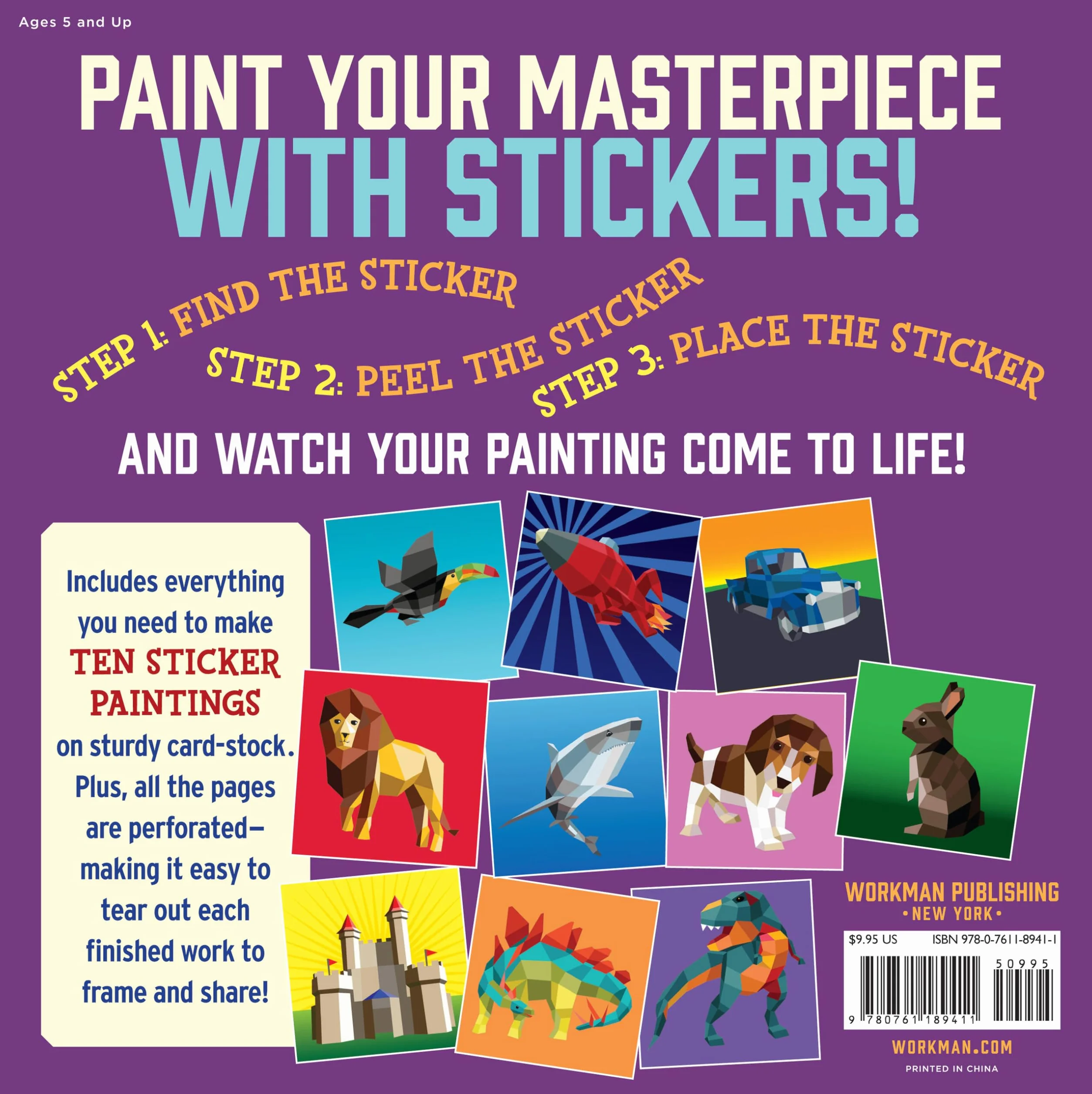 Paint by Sticker Kids: Create 10 Pictures One Sticker at a Time! (Kids Activity Book, Sticker Art, No Mess Activity, Keep Kids Busy)