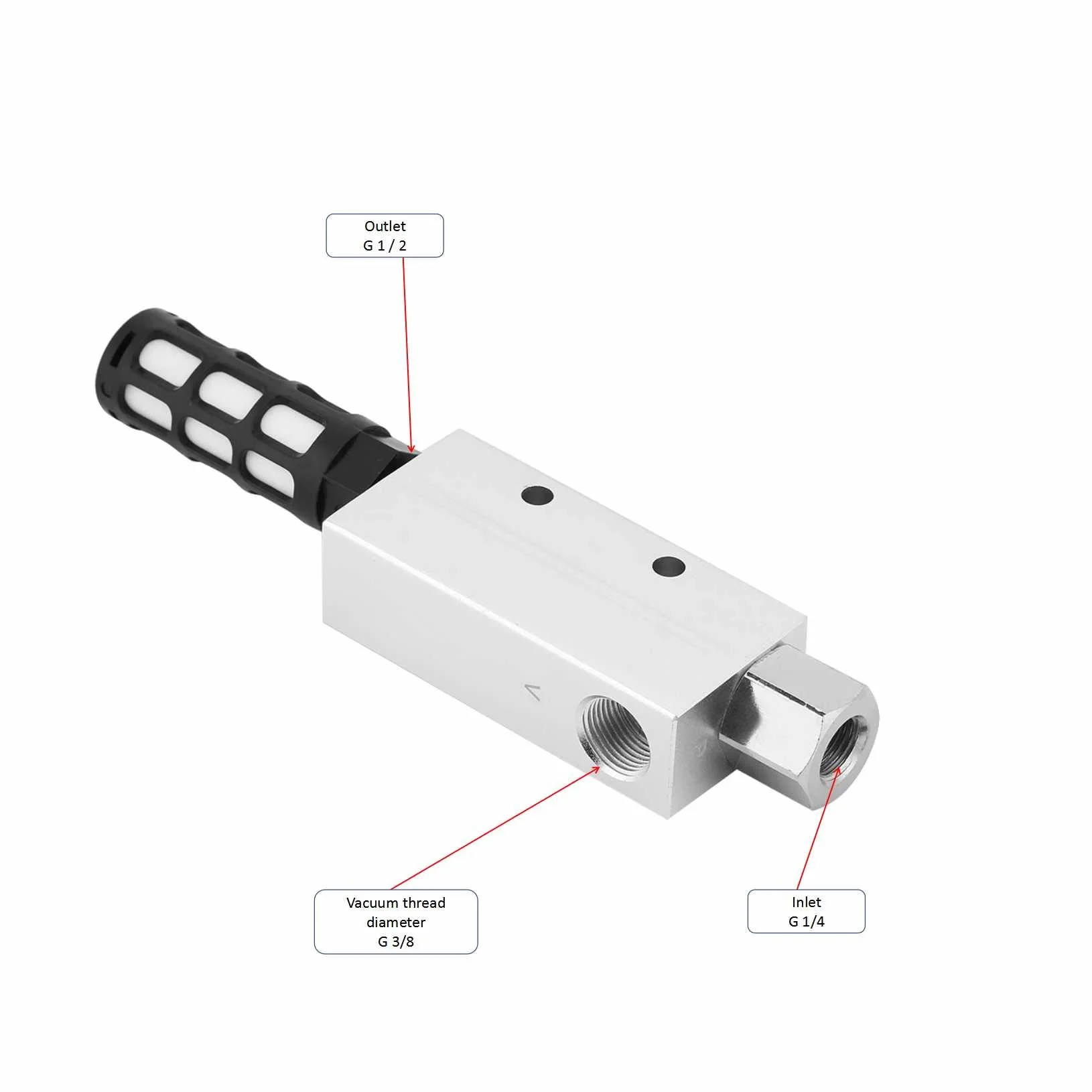 CV-20HS Rp1/4 Wysoko Wydajny Generator Pr¨®?niowy z T?umikiem, Zaw¨®r ze Stopu Aluminium, Wyrzut 2,0 mm, Odporny na Zu?ycie