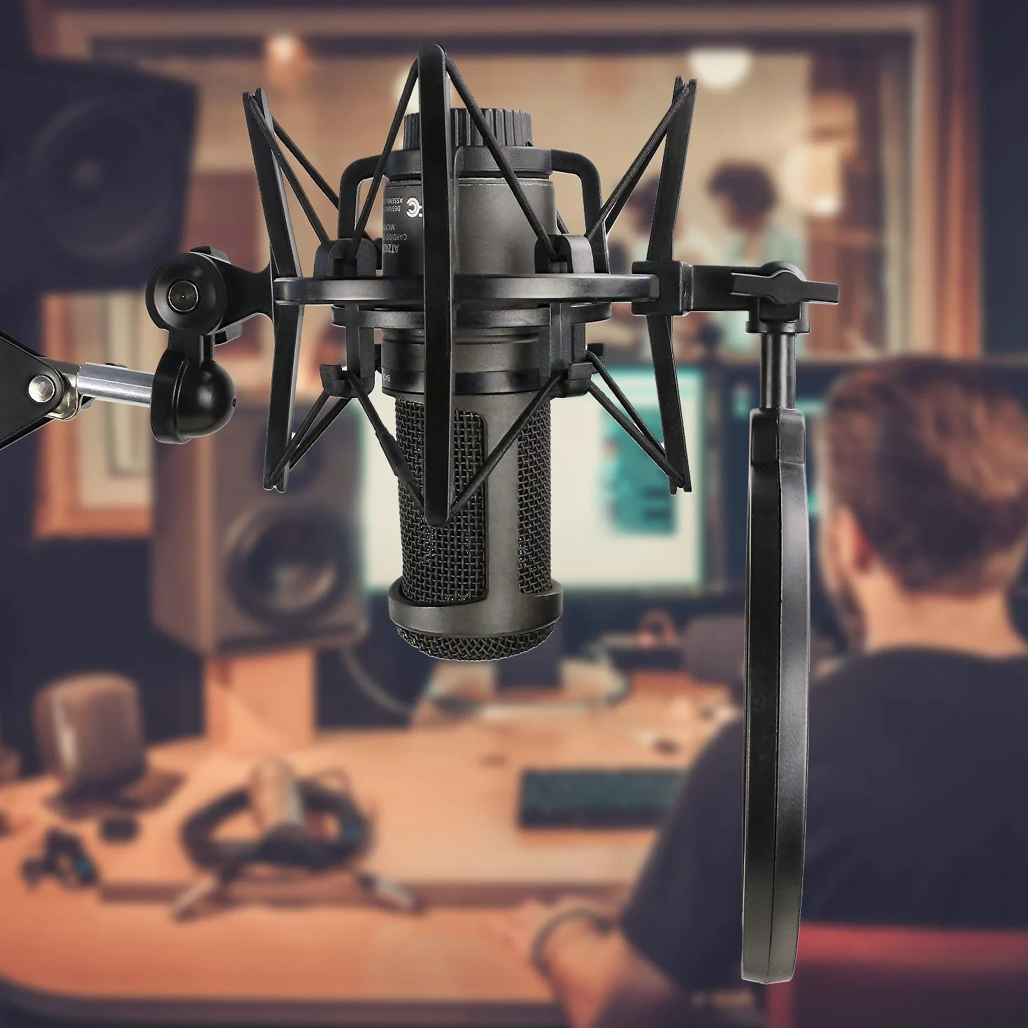 Profesjonalny uchwyt amortyzujący AT2020 z filtrem pop do redukcji hałasu wibracji, uchwyt wstrząsowy do mikrofonu pojemnościowego AT2020USB+ YOUSHARES