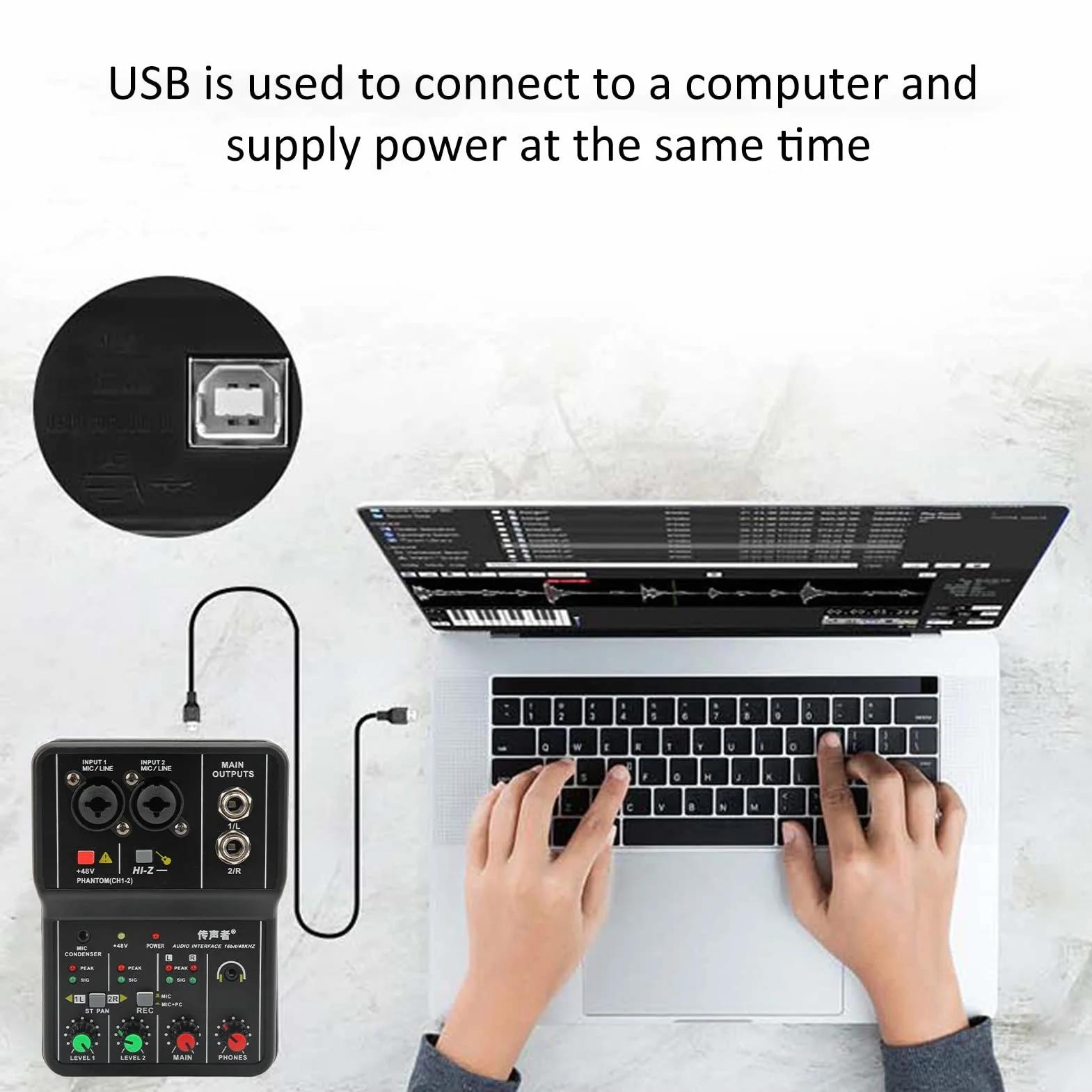 2-kanałowy Mikser Audio, Przenośny Mały Sterownik Karty Dźwiękowej Mini USB Mikser Bezpłatny, Konsola Miksująca Dźwięk do Nagrywania Muzyki Domowe Karaoke Internetowe Karaoke, Q 12