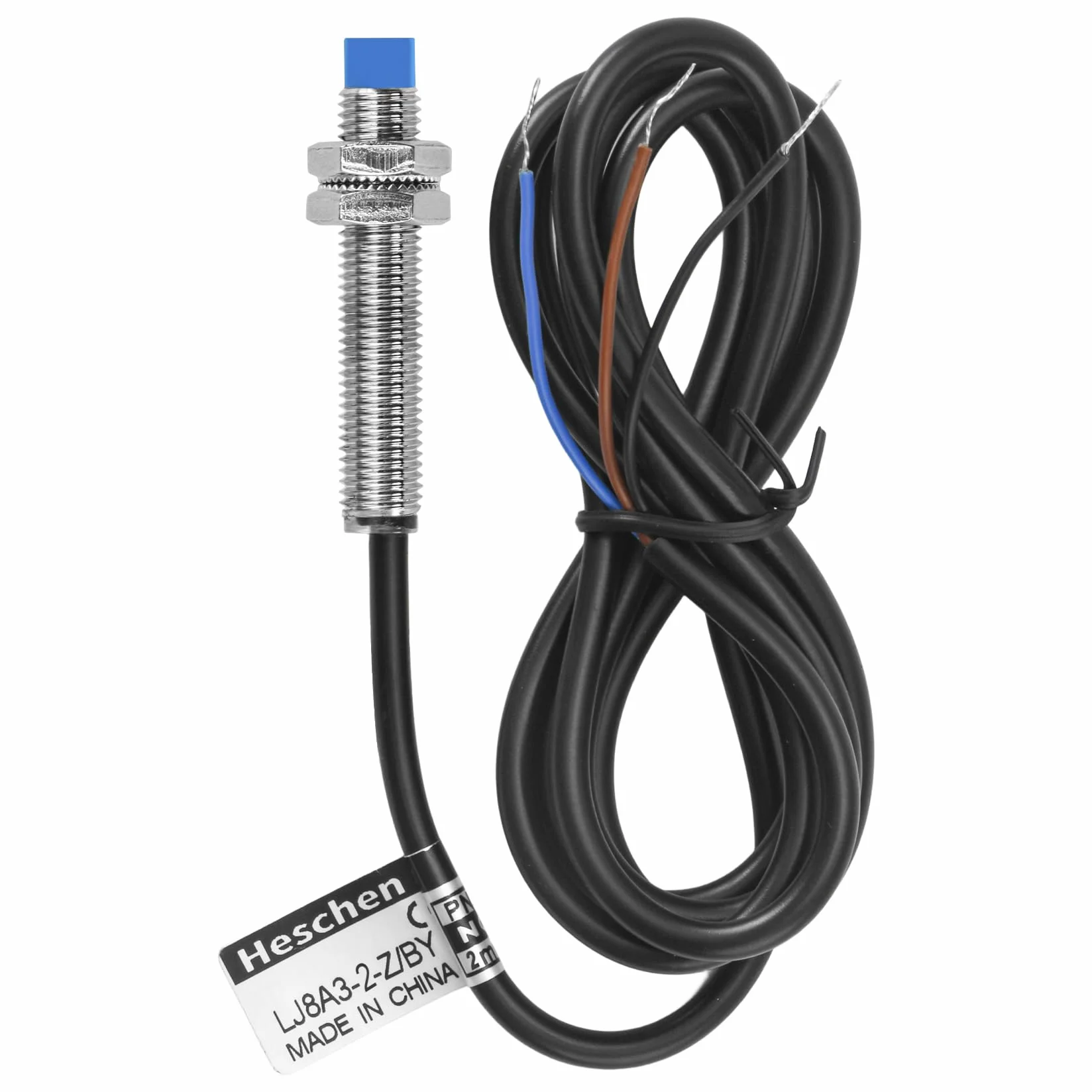 Heschen M8 Indukcyjny przełącznik czujnika zbliżeniowego bez osłony typ LJ8A3-2-Z/BY detektor 2 mm 10-30 VDC 200 mA PNP normalnie otwarty (NO) 3 przewody