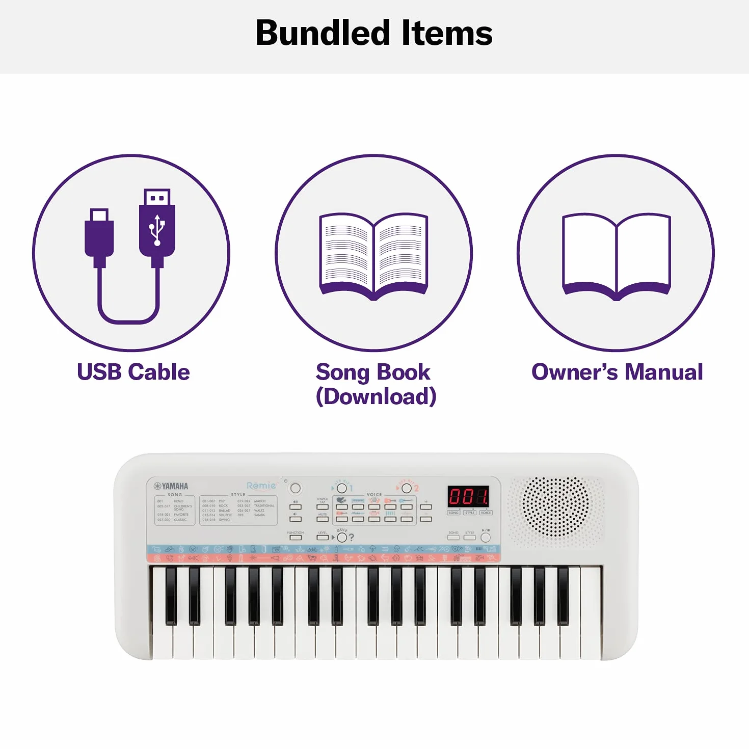 Yamaha Remie Pss-E30 Mini Keyboard, Biały, 37 Klawiszy