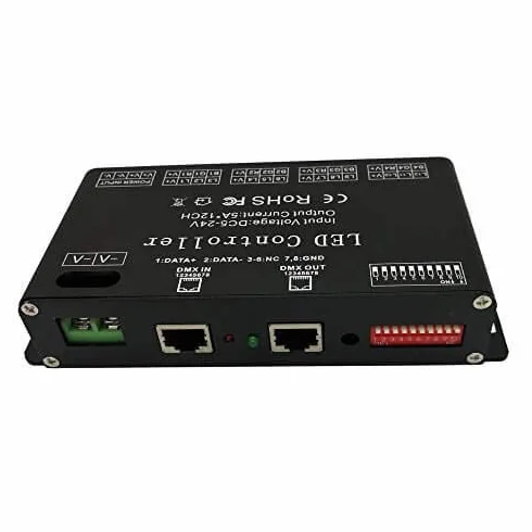 12-kanałowy dekoder DMX RGB LED DMX512 sterownik ściemniacza do taśm LED DC12-24V