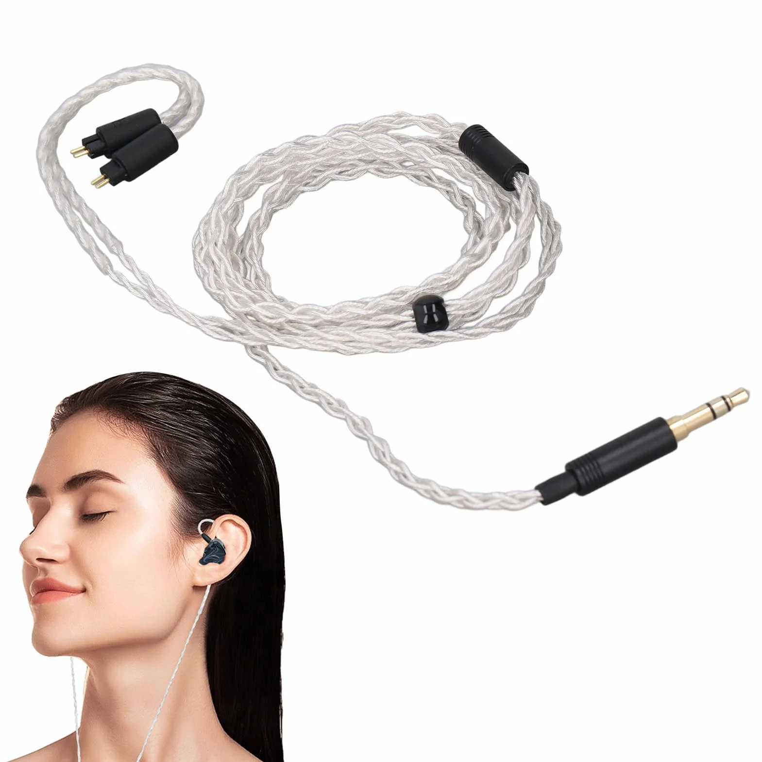Sxhlseller Kabel Dźwiękowy 3,5 Mm do 2 Pinów 0,78 Mm - Kompatybilny z TRN VX, Odporny na Zużycie dla FII O Fh1s, Przyciągający Wzrok Wygląd dla CCA CA4