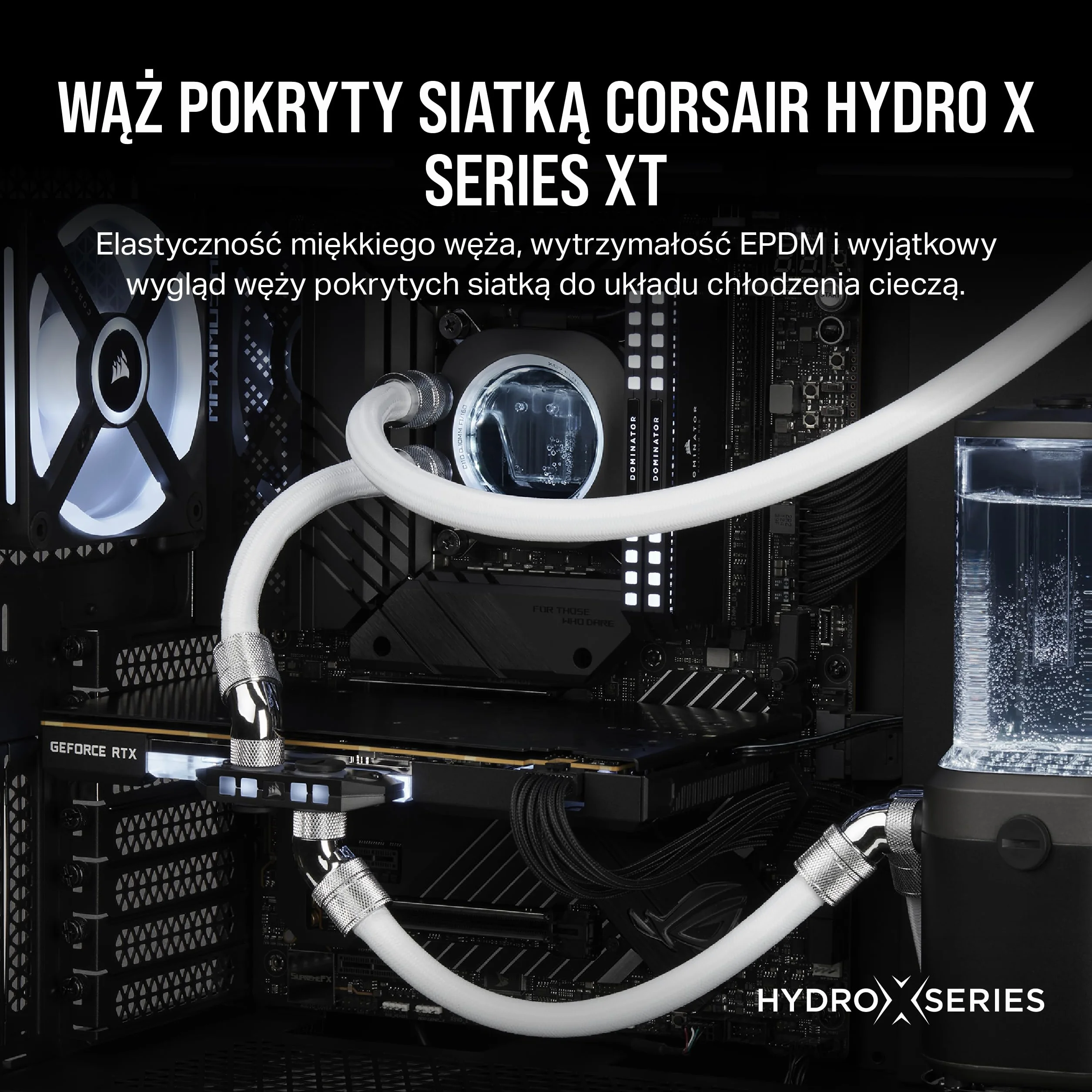 CORSAIR Hydro X Series XT Softline Wąż pokryty siatką - Łatwe przycinanie - Trwała guma EPDM - Biały