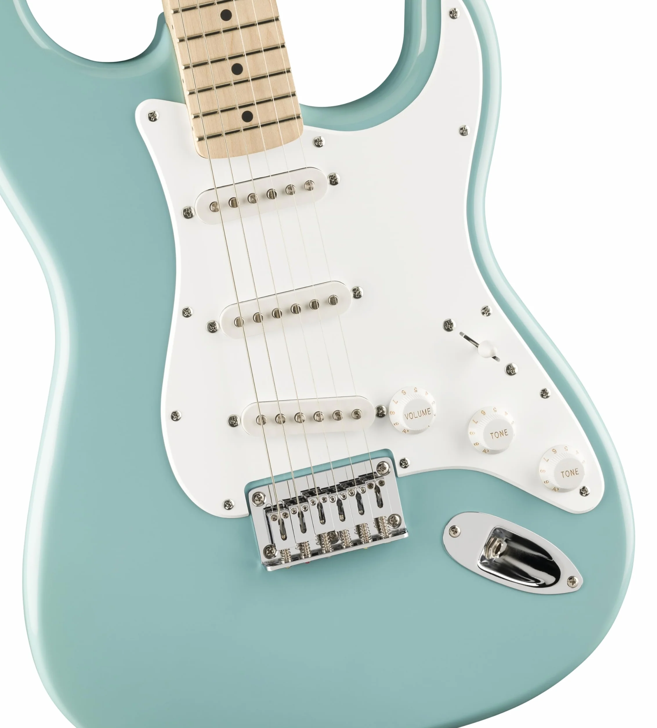 Squier by Fender Limited Edition Sonic® Stratocaster® gitara elektryczna HT, podstrunnica klonowa, biała deska do gry w piłkę, tropikalny turkus