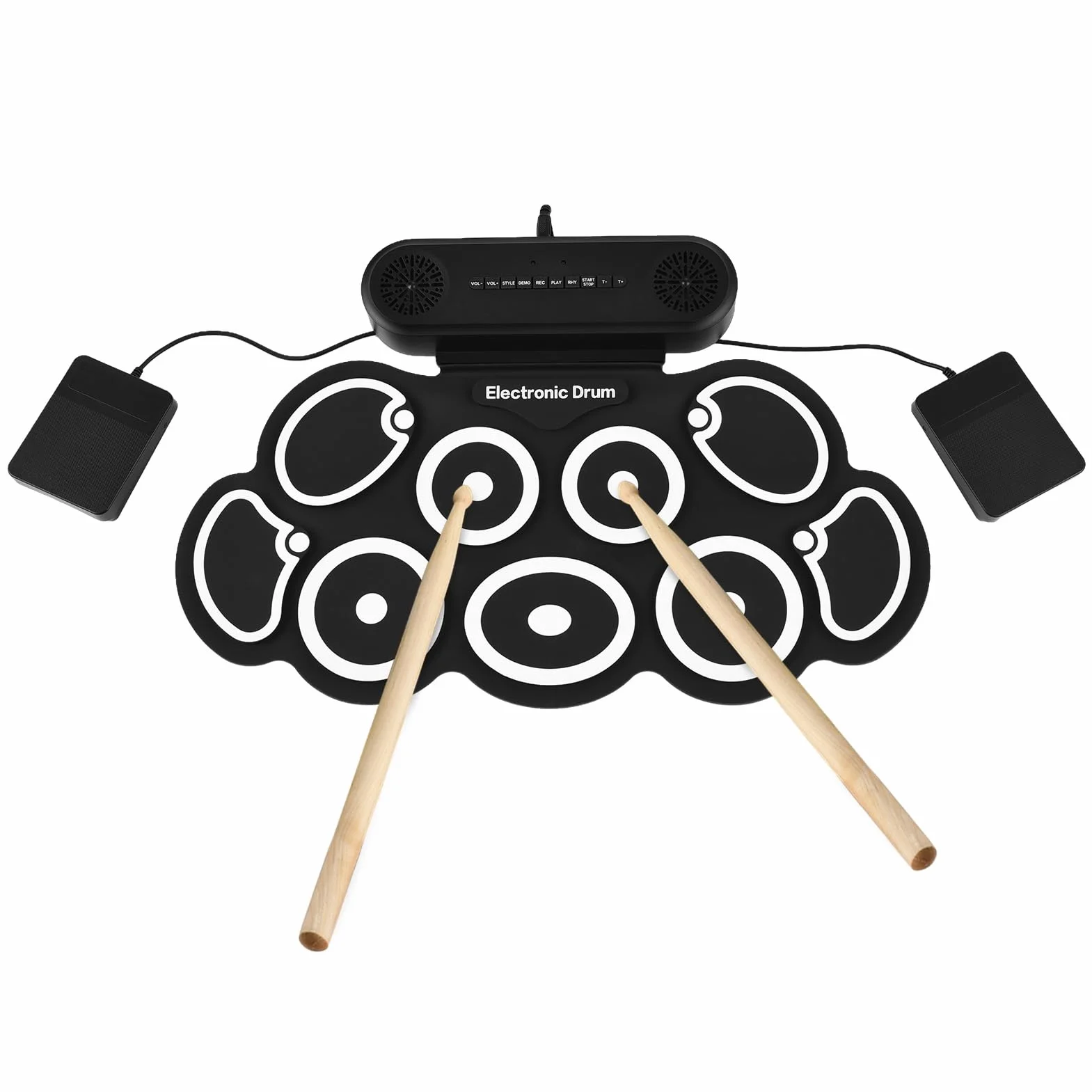Electronic Drum Zestaw Przenośny Podkładka z Podwójnym Głośnikiem dla Perkusistów i Studentów Czarnych