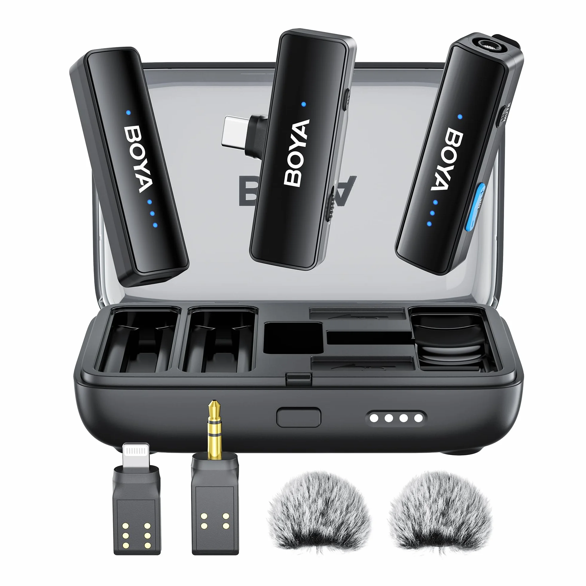 Boya BOYALINK 2 Upgrade – 3 w 1 Bezprzewodowy Mikrofon Lavalier, Podwójny Klips na Klapę, do 30 Godzin Pracy dla iPhone’a, Androida i kamer, Redukcja Szumów do Nagrań Wideo i Audio
