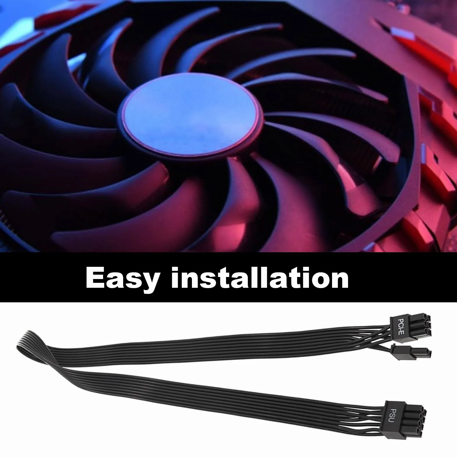8-biegunowy kabel zasilający GPU 8-biegunowy wtyk ATX na 6+2- kabel PCIe, kabel PCIE do Be Quiet,8-pinowy (6+2) zasilacz – 60 cm kabel do kart graficznych gpu 2x6 8-pinowy karta graficzna