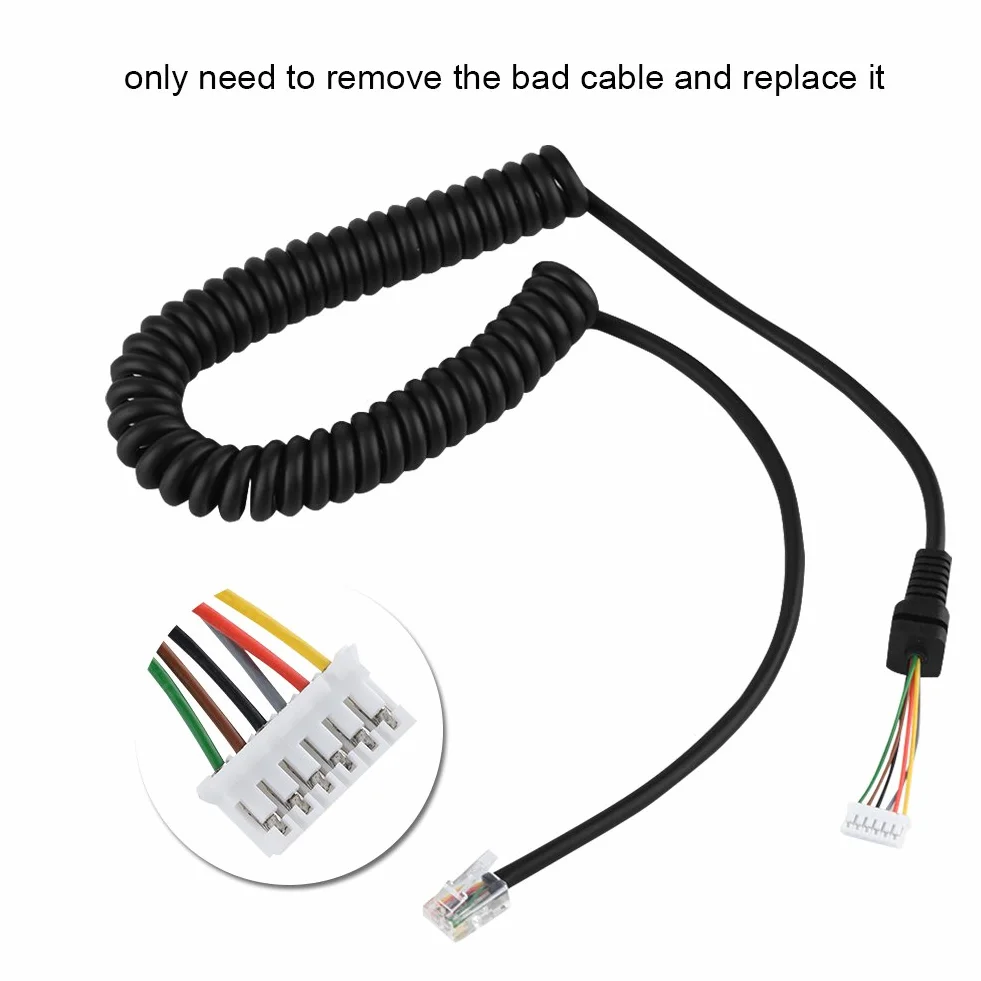 Vbestlife Kabel mikrofonowy do radia samochodowego Linia zamienna do mikrofonu ręcznego do MH-48A6J, FT-7800, FT-8800, FT-8900, FT-7100M, FT-2800M, FT-8900R