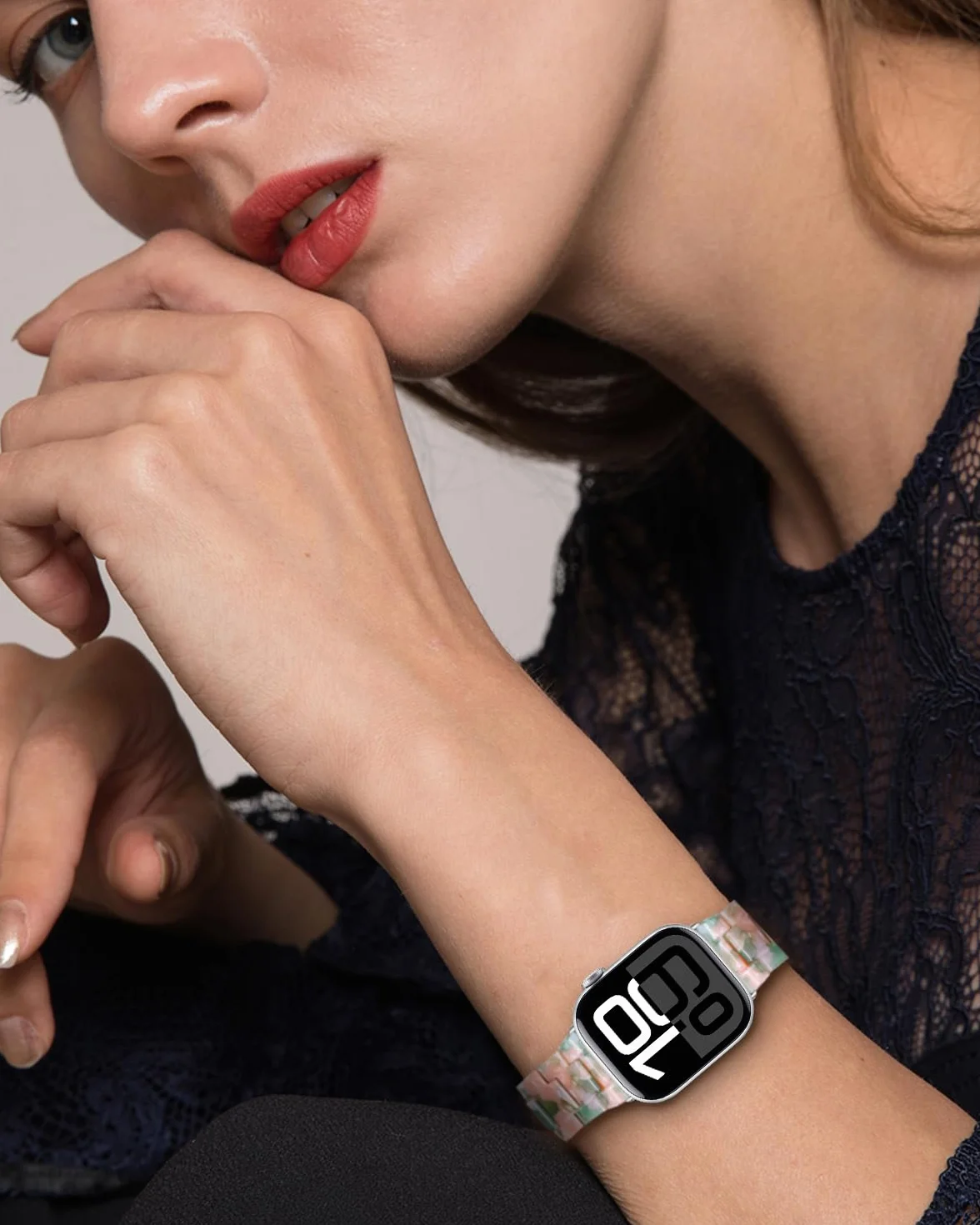 Miimall Pasek z żywicy do zegarka Apple Watch Series 10 Ultra, SE Series 9, 8, 7, 6, 5, 4, 3, 2, 1, lekki pasek do iWatch 49 mm, 46 mm, 45 mm, 44 mm, 42 mm, 41 mm, 40 mm, 38 mm, regulowana bransoletka