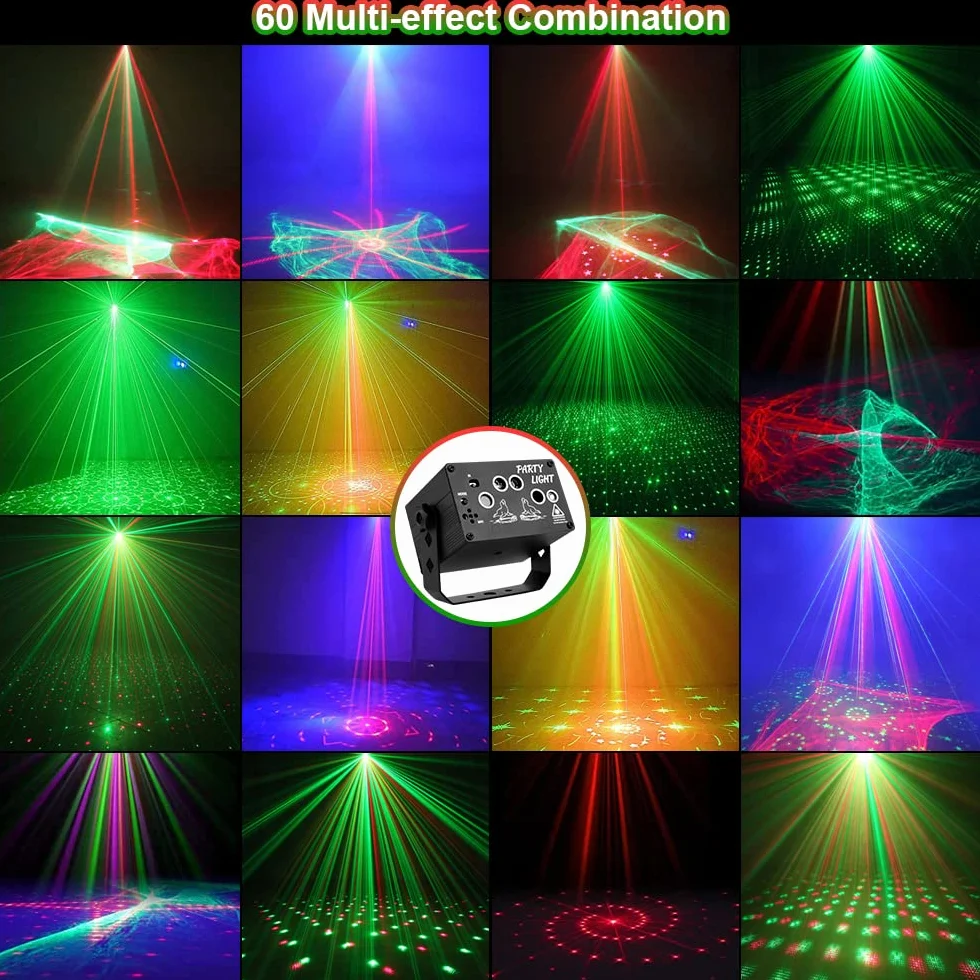 Uraqt Dyskoteka Światło, Światła Stroboskopowe Disco z Pilotem i Kablem USB, Party Disco Lights z 60 Różnymi Wzorami dla Efektów Scenicznych Party Birthday Karaoke