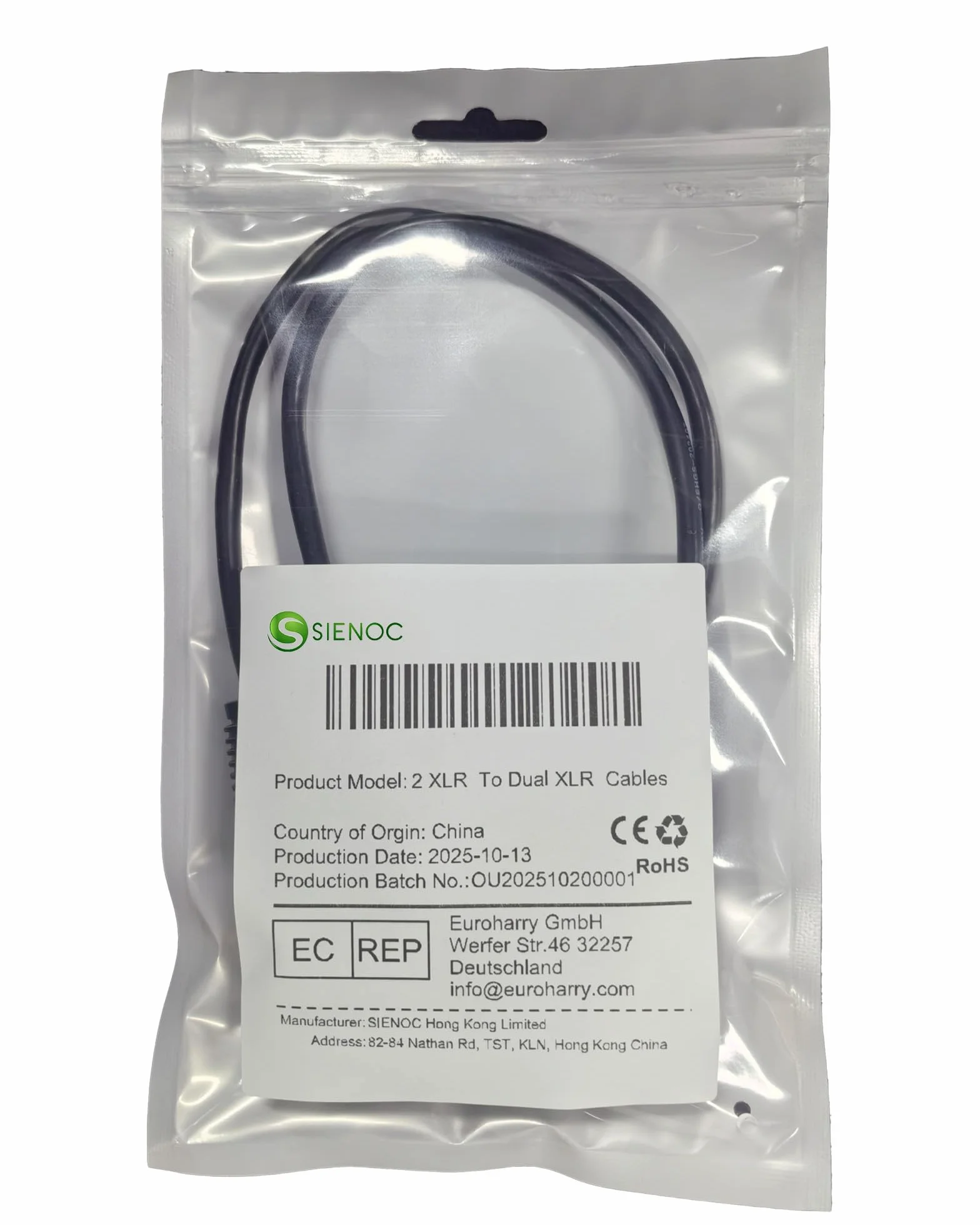 0.3M XLR męski/żeński do XLR żeński/męski kabel mikrofonowy 3 'Pro kabel Splitter serii Y-Cable (XLR(F) - (M) x 2, czarny)