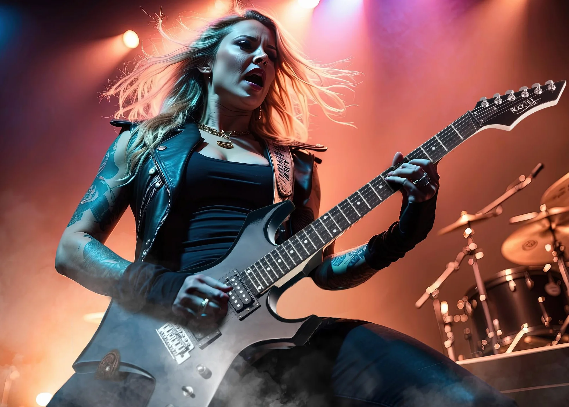 Rocktile Warhead AK20GR gitara elektryczna zestaw – korpus z lipy, podstrunnica z wyselekcjonowanego twardego drewna – zestaw zawiera wzmacniacz kombi 60 W i kabel instrumentalny 3 m – idealny do