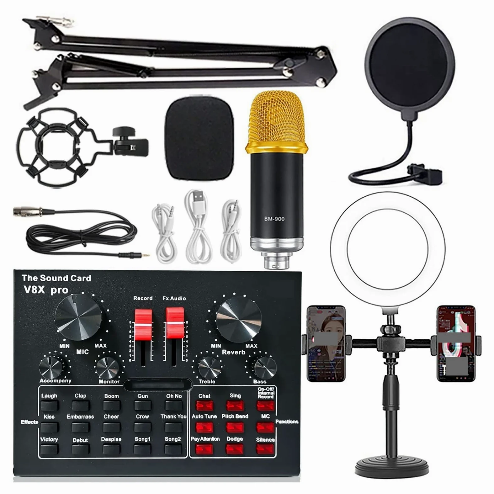 USB 5.0 Karta dźwiękowa audio USB Zewnętrzny zestaw słuchawkowy mikrofon internetowy transmisja transmisja adapter muzyka gier dla muzyki PC Komputer telefoniczny(BM900V8 LARGE)