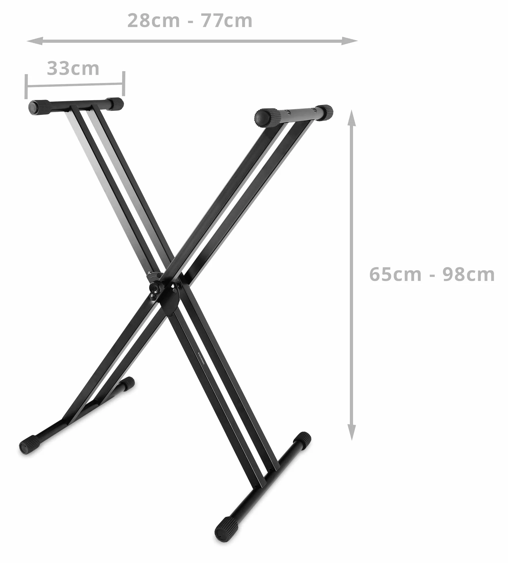 McGrey KS-200 X-Keyboard stojak na keyboard z podwójną podpórką (z regulacją wysokości na 5 poziomach, składany, stabilny), czarny