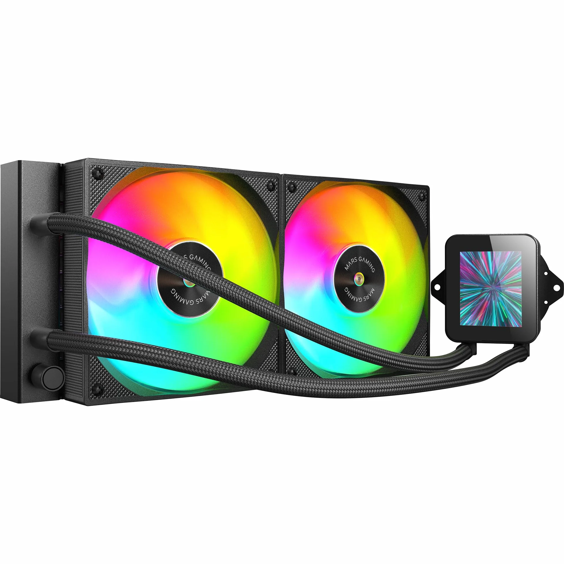 Mars Gaming ML-VISION240, Chłodzenie Cieczą AIO, TDP 500W, 2x Wentylatory ARGB Rdzeniem Miedzianym i Aluminiowym FDB, Ekran LCD IPS 4:3 Obrotem 360° i Oprogramowaniem, Uniwersalny Multisocket, Czarny