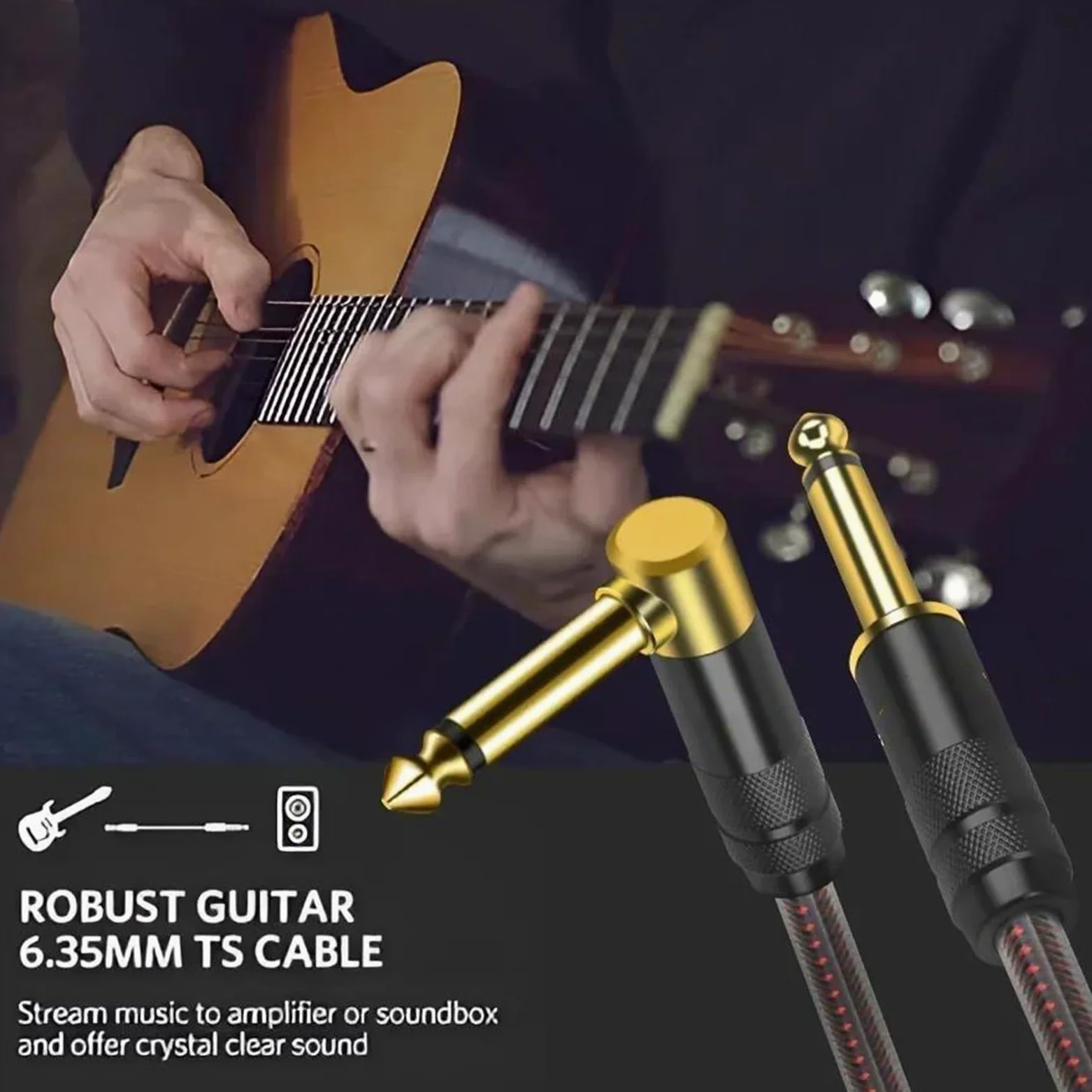 kabel audio instrumentu muzycznego 6,35 Mm Kabel 1/4 Cala Kątowy Kabel Instrumentalny Profesjonalny Kabel Do Gitary Elektrycznej Do Przedwzmacniacza Wzmacniacza(15m)