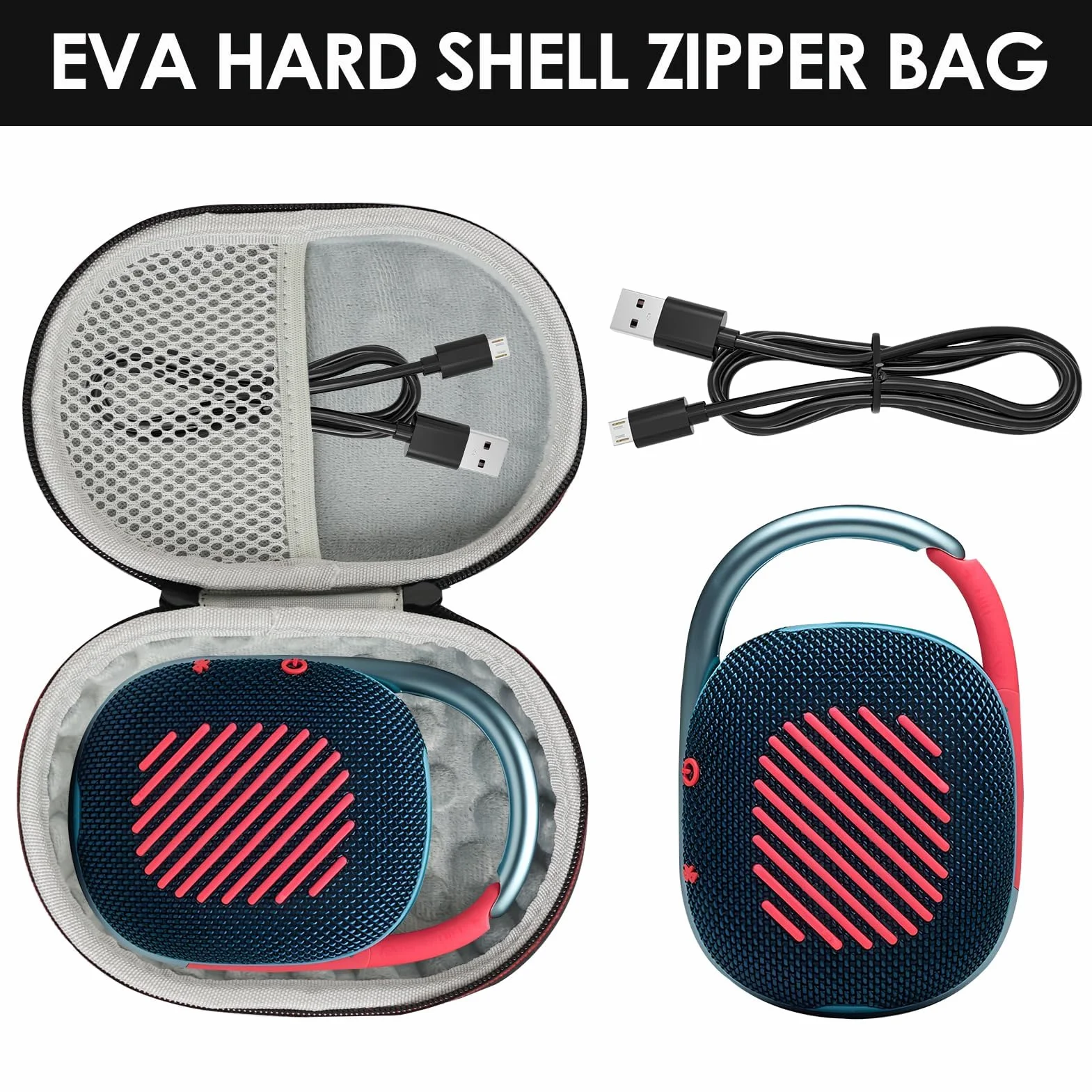 Etui do JBL Clip 5 / Clip 4 Eco wodoodporne, wodoodporne i odporne na uderzenia etui podróżne, etui podróżne z materiału EVA, idealne dopasowanie, tylko torba – czarne, przenośne twarde etui