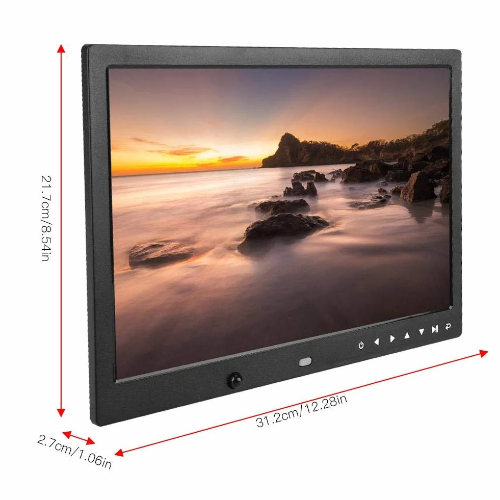 Garsent Cyfrowa ramka na zdjęcia 13 cali, 1280 x 800 Full HD, elektroniczna ramka na zdjęcia z pilotem zdalnego sterowania, regulowana jasność, muzyka, wideo, kalendarz, budzik, obsługuje USB i kartę