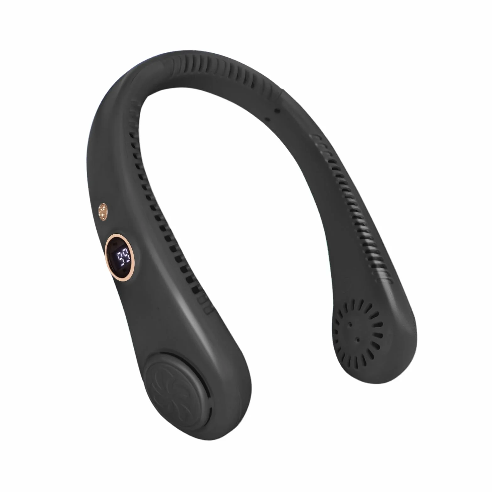 Jsdoin Wentylator na szyję, mini, przenośny wentylator USB, 5 prędkości, wentylator na kark, dla kobiet i mężczyzn, do domu, biura, uprawiania sportu, podróży (czarny)