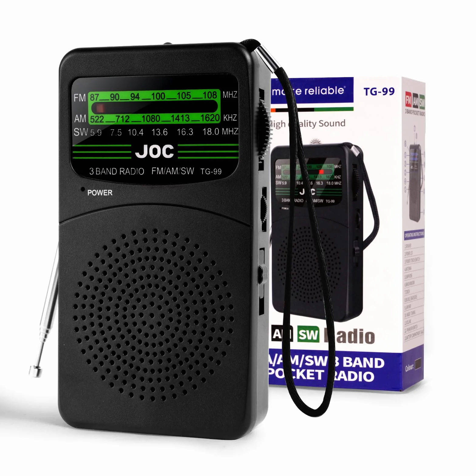 OSDUE Małe radio, przenośne radio FM/AM na baterie z tylnym klipsem, głośnikiem i gniazdem słuchawkowym, radia kieszonkowe do użytku wewnątrz, na zewnątrz i w sytuacjach awaryjnych, łatwe w użyciu