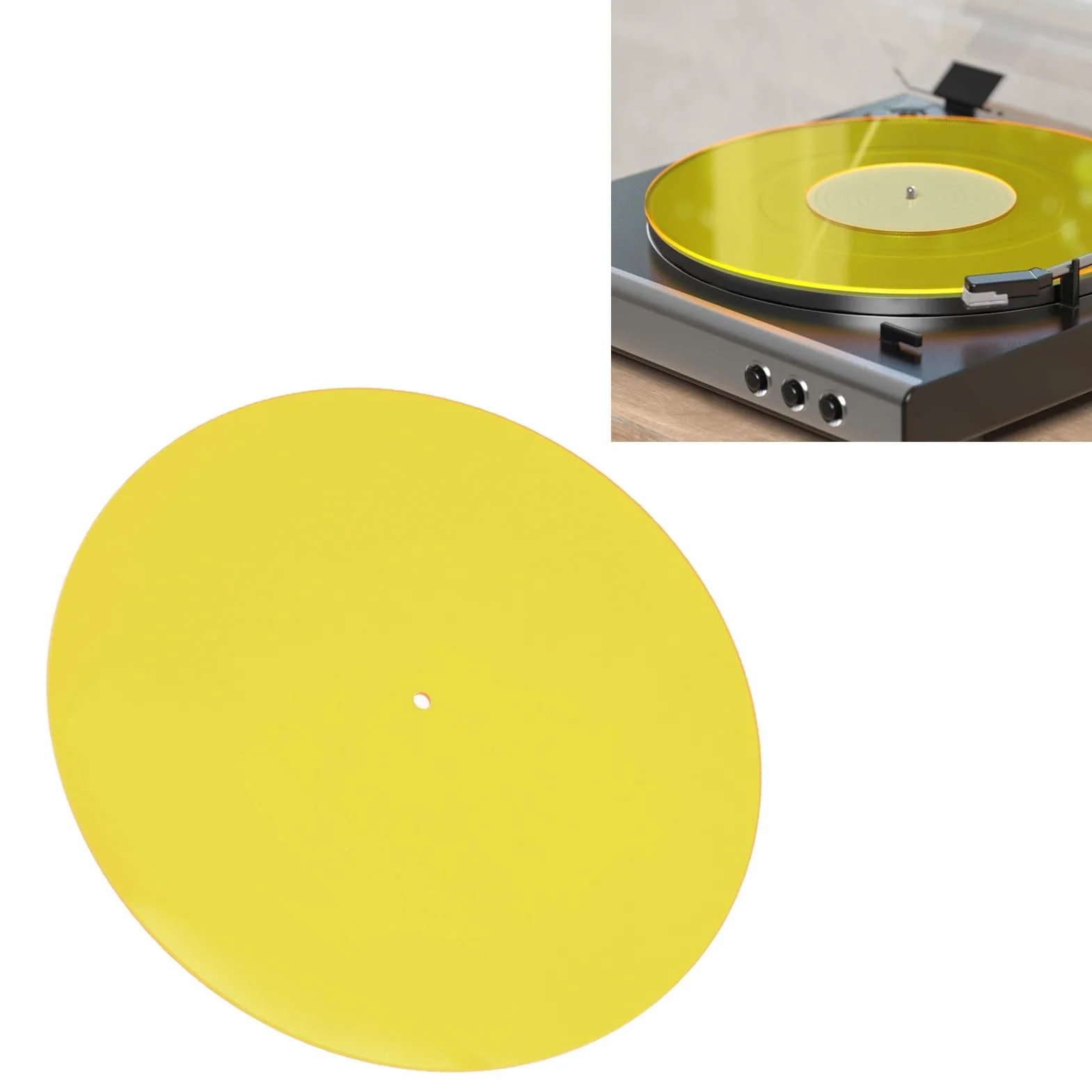 Mata gramofonowa talerz do nagrywania Slipmat niski poziom hałasu akrylowy gramofon maty antypoślizgowe do talerza do 12-calowego gramofonu (Yellow)
