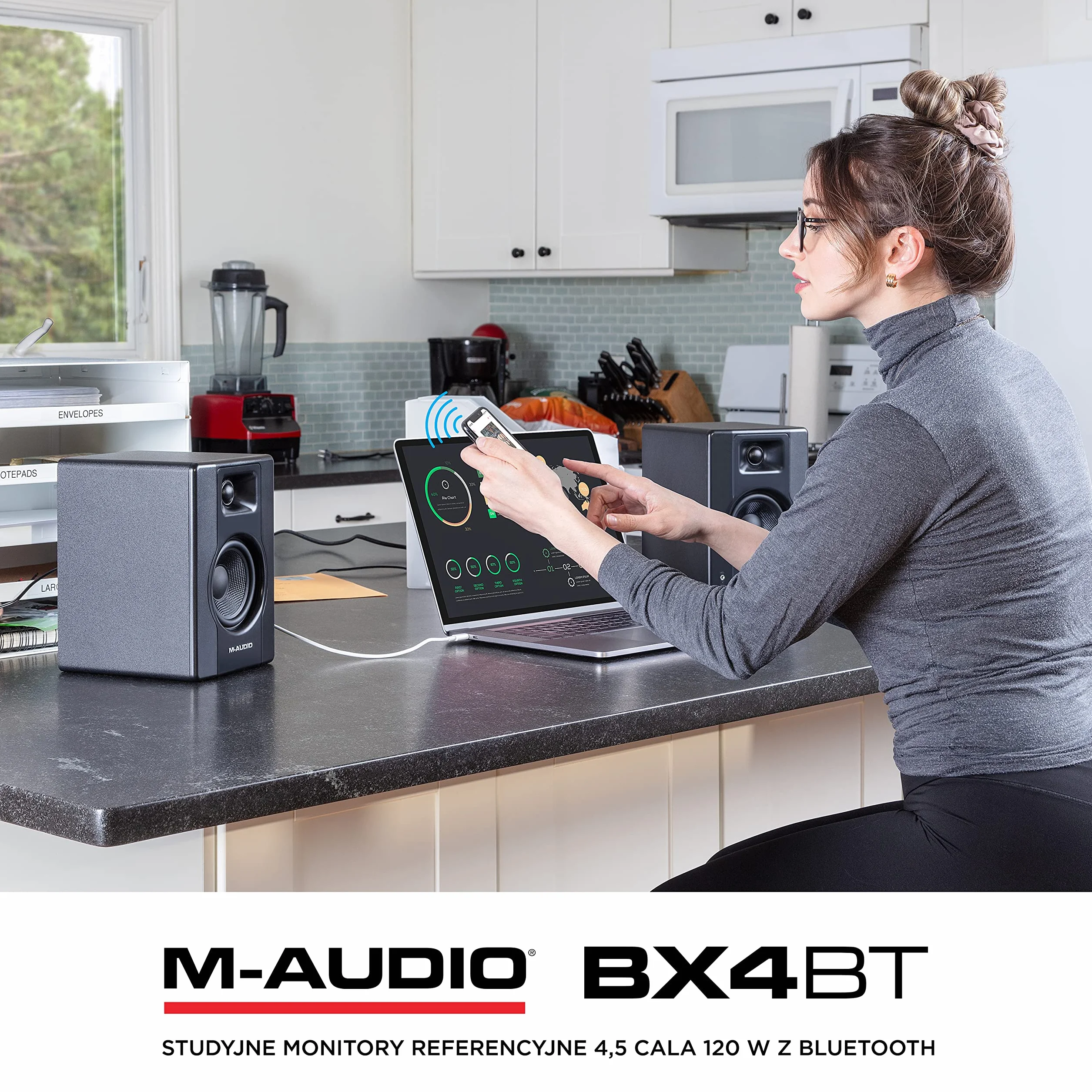 M-AUDIO BX4 BT Para 4.5" Komputerowe monitory studyjne 4.5″ do produkcji muzyki, grania, streamowania, podcastów i DJ-owania