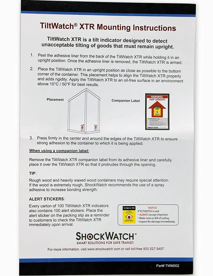Wskaźniki najazdu Tiltwatch XTR - Opakowanie 20 sztuk
